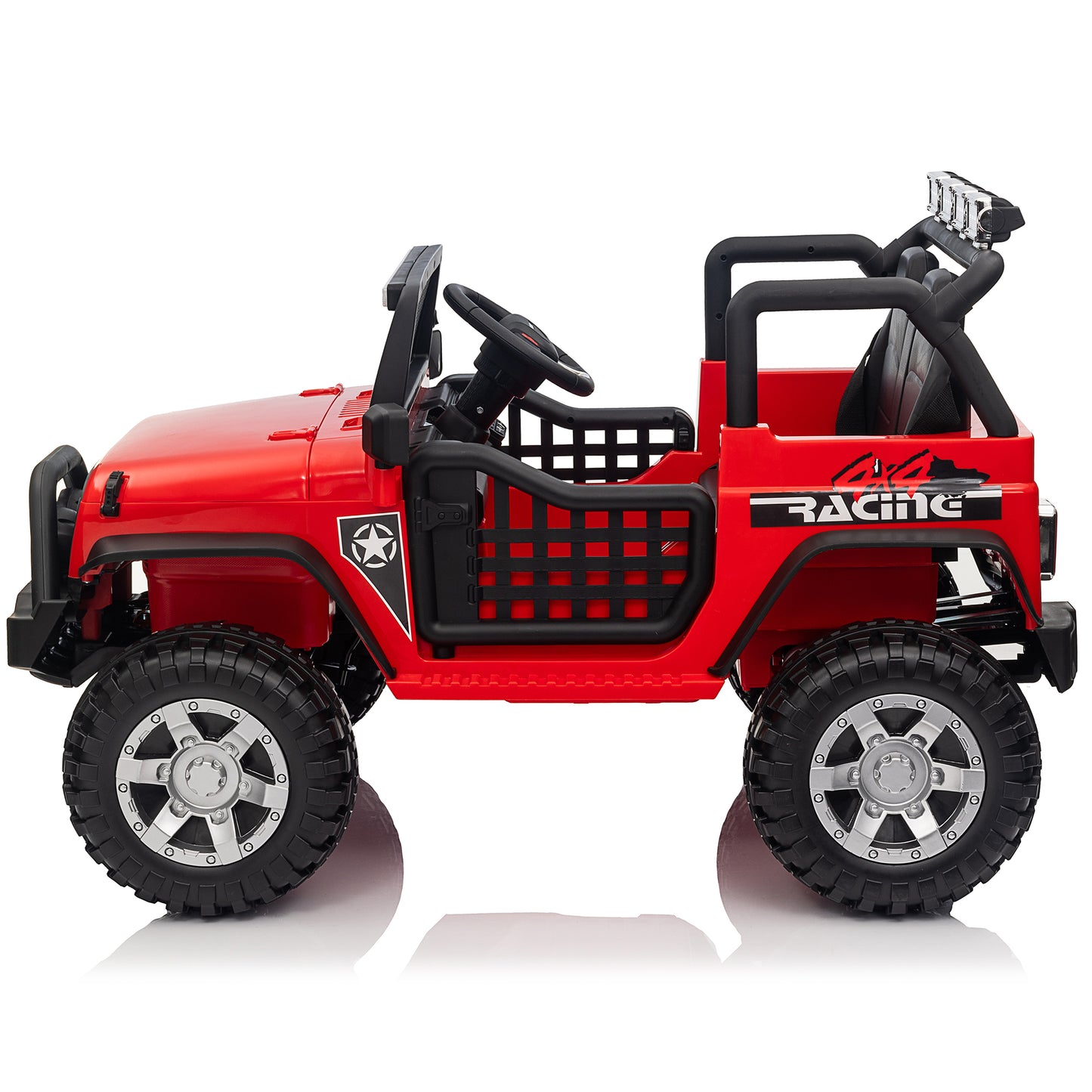 Joyracer 24 Volt Ride on Toy Truck with 2 Seater Remote Control & 400W Power Motors, Kids Ride on Car w/ 4 Wheels Spring Suspension, 3 Speeds, Bluetooth Music, LED Lights, Red