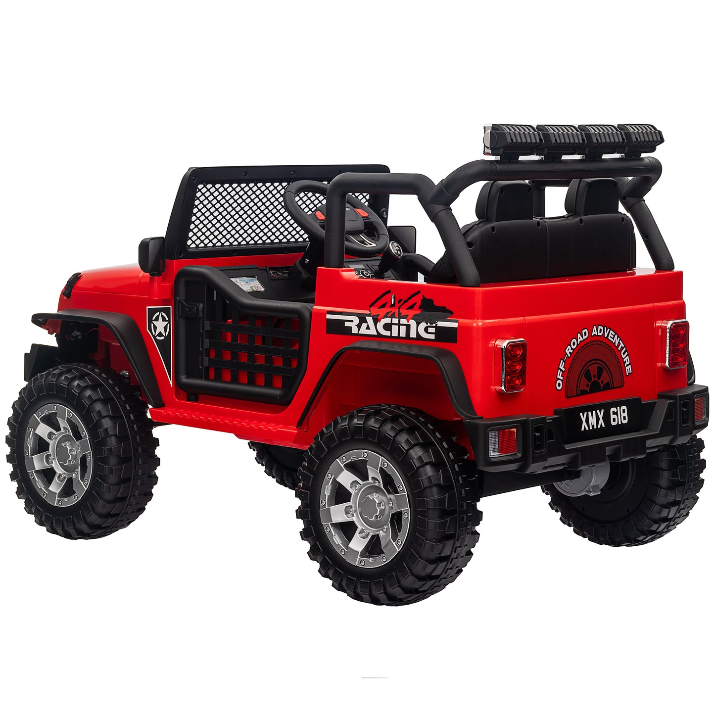 Joyracer 24 Volt Ride on Toy Truck with 2 Seater Remote Control & 400W Power Motors, Kids Ride on Car w/ 4 Wheels Spring Suspension, 3 Speeds, Bluetooth Music, LED Lights, Red