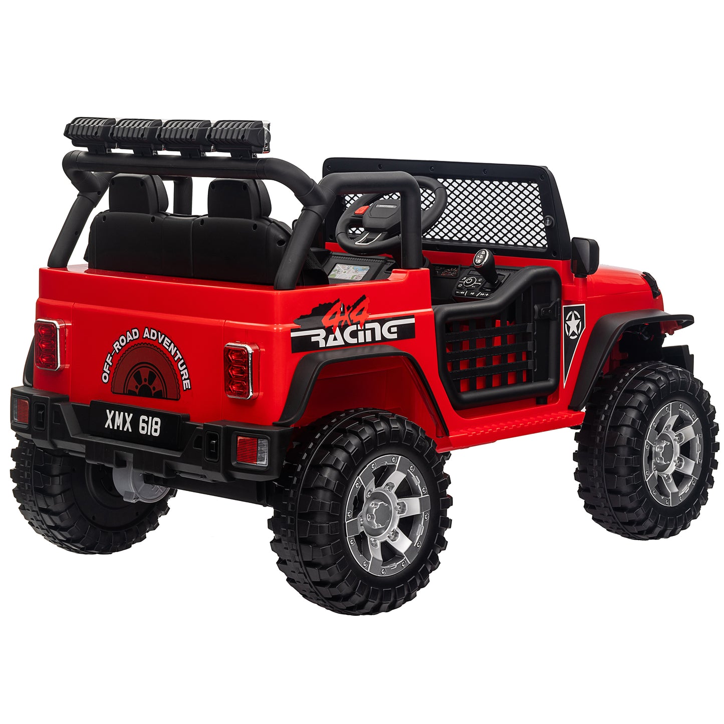 Joyracer 24 Volt Ride on Toy Truck with 2 Seater Remote Control & 400W Power Motors, Kids Ride on Car w/ 4 Wheels Spring Suspension, 3 Speeds, Bluetooth Music, LED Lights, Red