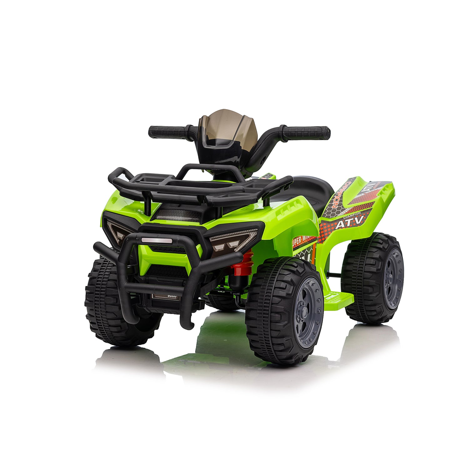 6V Kids Ride On ATV 4-Wheeler Quad Toy with Spring Suspension, 4.5AH Battery Powered Electric Car w/ MP3 Music, USB, Horn for Boys Girls, Green