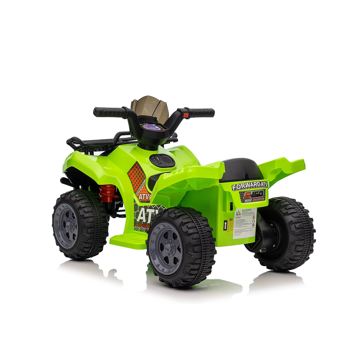6V Kids Ride On ATV 4-Wheeler Quad Toy with Spring Suspension, 4.5AH Battery Powered Electric Car w/ MP3 Music, USB, Horn for Boys Girls, Green