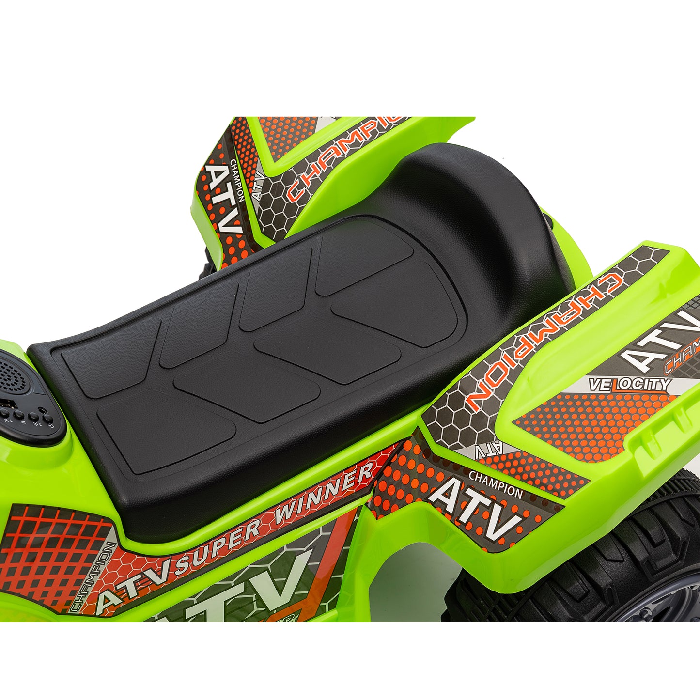 6V Kids Ride On ATV 4-Wheeler Quad Toy with Spring Suspension, 4.5AH Battery Powered Electric Car w/ MP3 Music, USB, Horn for Boys Girls, Green
