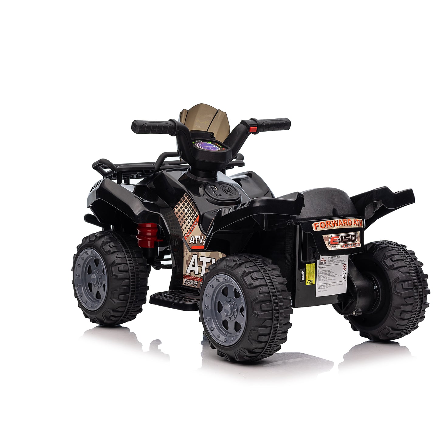 6V Kids Ride On ATV 4-Wheeler Quad Toy with Spring Suspension, 4.5AH Battery Powered Electric Car w/ MP3 Music, USB, Horn for Boys Girls, Black