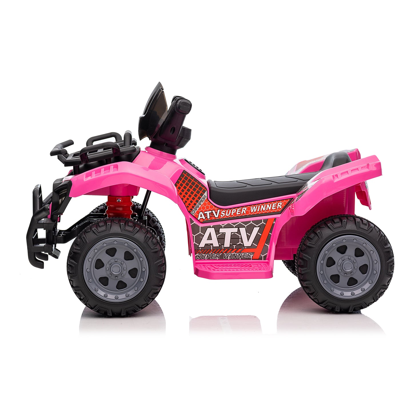 6V Kids Ride On ATV 4-Wheeler Quad Toy with Spring Suspension, 4.5AH Battery Powered Electric Car w/ MP3 Music, USB, Horn for Boys Girls, Pink