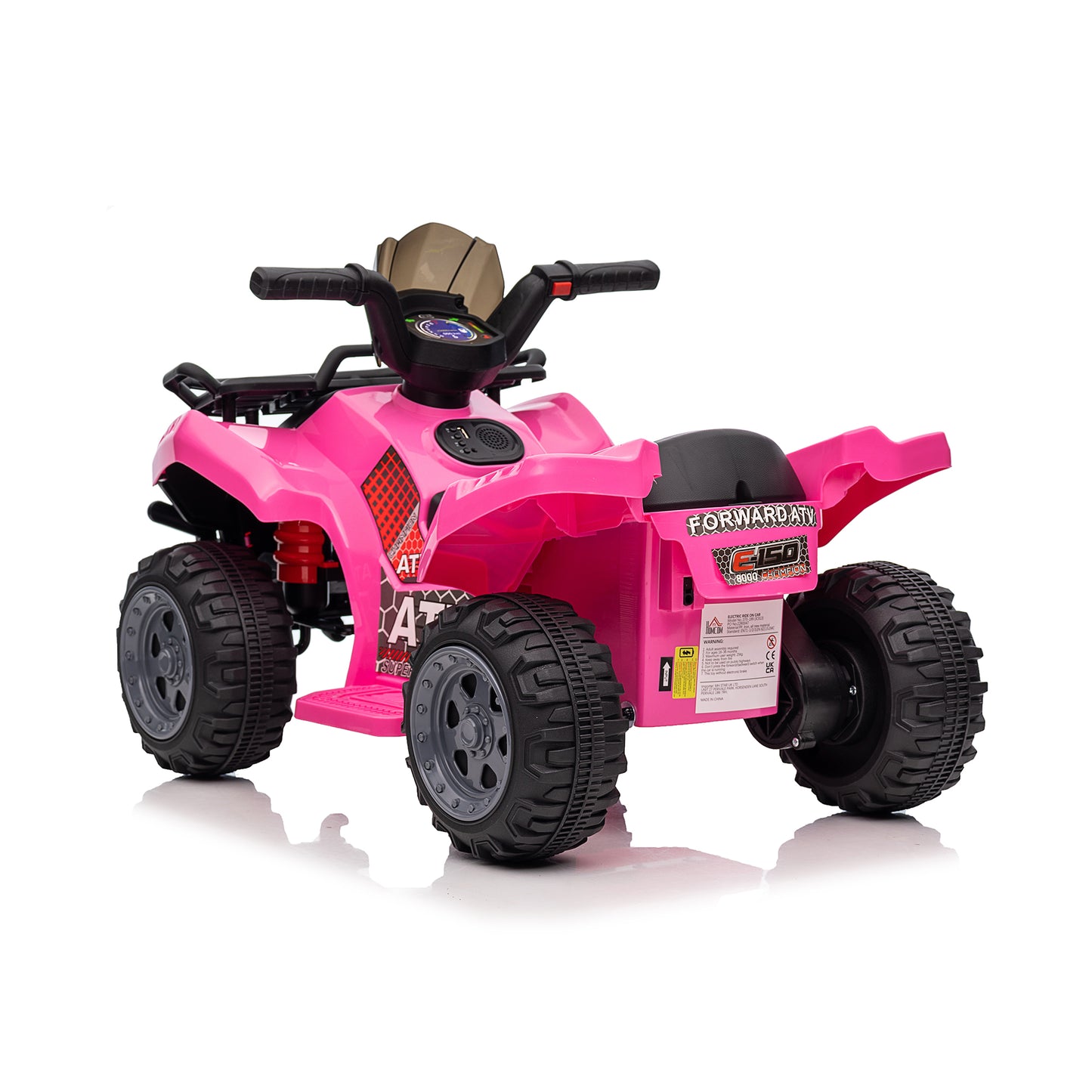 6V Kids Ride On ATV 4-Wheeler Quad Toy with Spring Suspension, 4.5AH Battery Powered Electric Car w/ MP3 Music, USB, Horn for Boys Girls, Pink