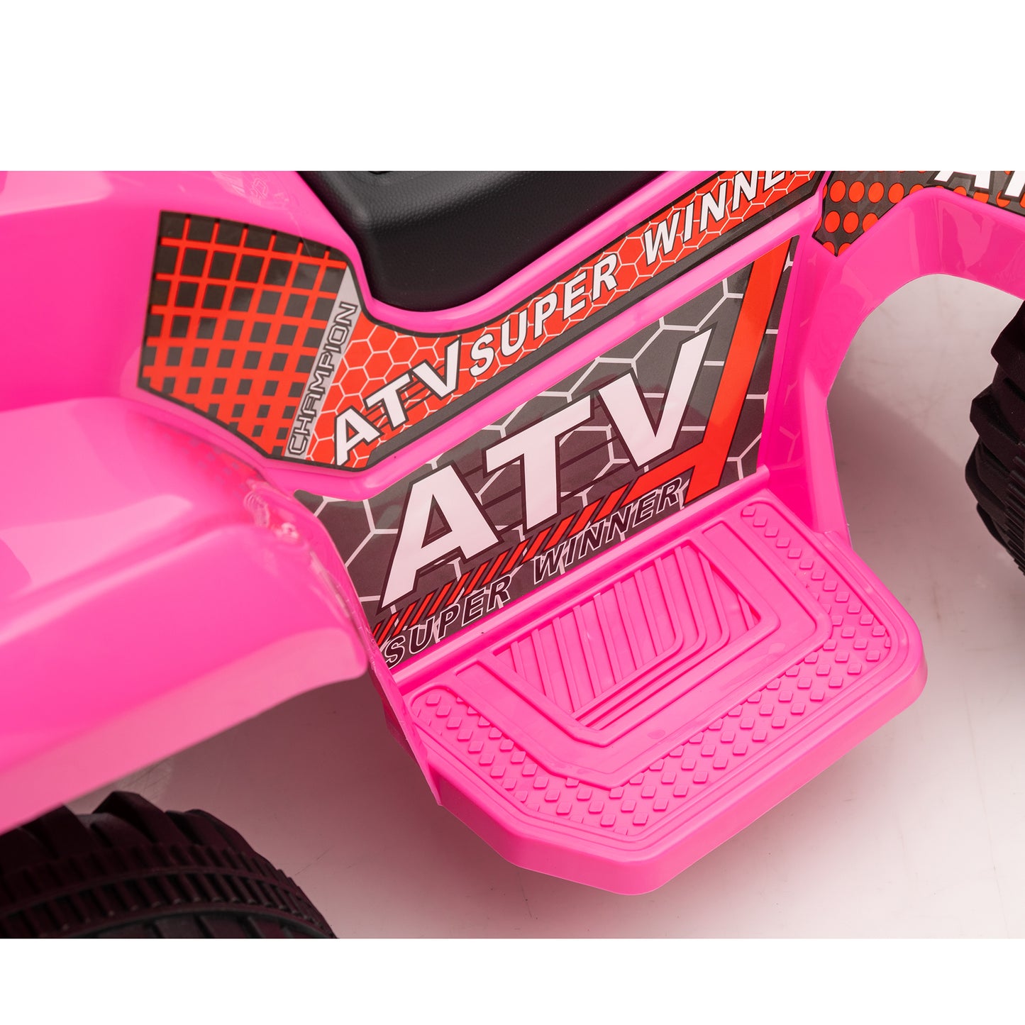 6V Kids Ride On ATV 4-Wheeler Quad Toy with Spring Suspension, 4.5AH Battery Powered Electric Car w/ MP3 Music, USB, Horn for Boys Girls, Pink