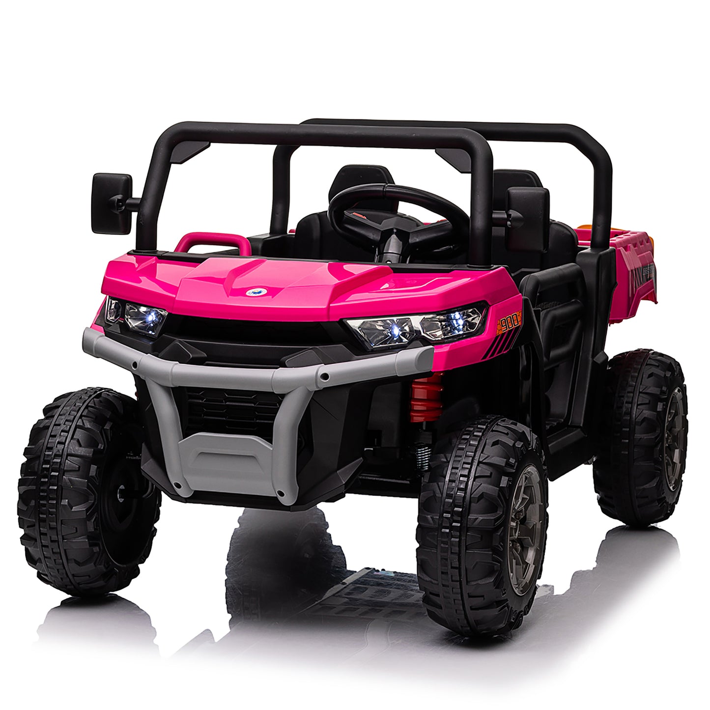 24 Volts Ride on Toys UTV with Remote Control, 2 Seater Powered Ride on Dump Truck, Electric Car for Kids 3-8 Gifts w/ Bluetooth/Music/Spring Suspension, 4 Wheelers, Pink-2025-623