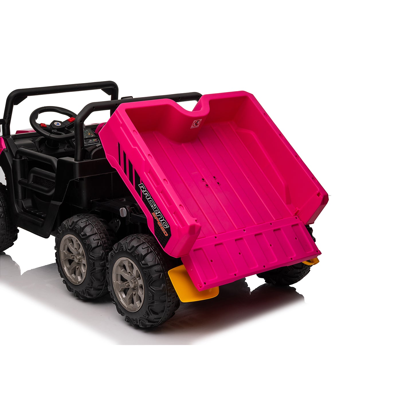 24V Kids Ride on Dump Tractor with Remote Control, 2 Seater Ride On Truck Car w/ 4x75W Motor, Electric Powered 6 Wheels w/ Tipping Bucket Trailer, Shovel, Spring Suspension, Bluetooth Music, Pink