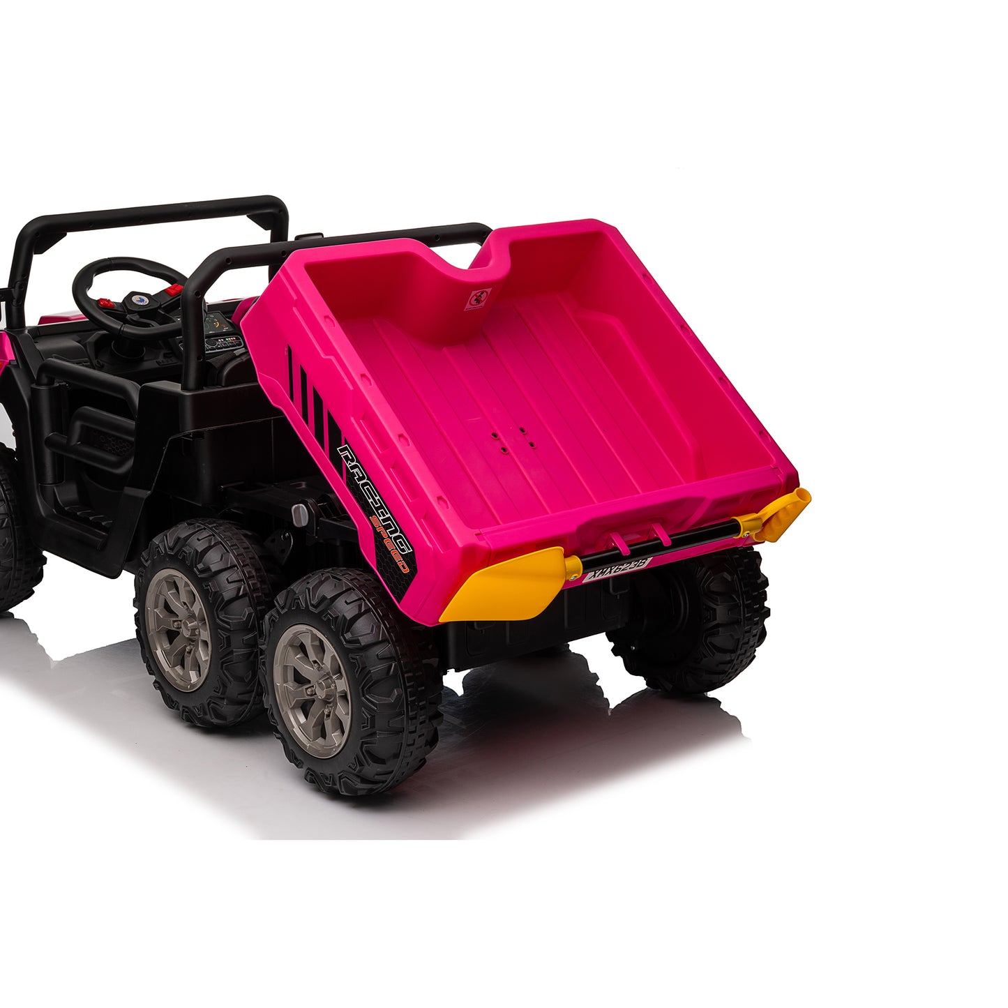 24V Kids Ride on Dump Tractor with Remote Control, 2 Seater Ride On Truck Car w/ 4x75W Motor, Electric Powered 6 Wheels w/ Tipping Bucket Trailer, Shovel, Spring Suspension, Bluetooth Music, Red