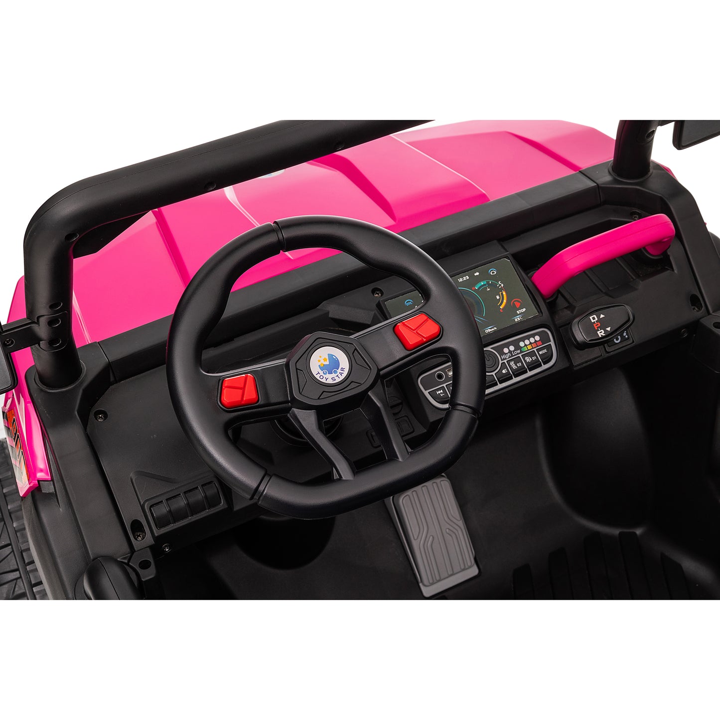 24V Kids Ride on Dump Tractor with Remote Control, 2 Seater Ride On Truck Car w/ 4x75W Motor, Electric Powered 6 Wheels w/ Tipping Bucket Trailer, Shovel, Spring Suspension, Bluetooth Music, Red