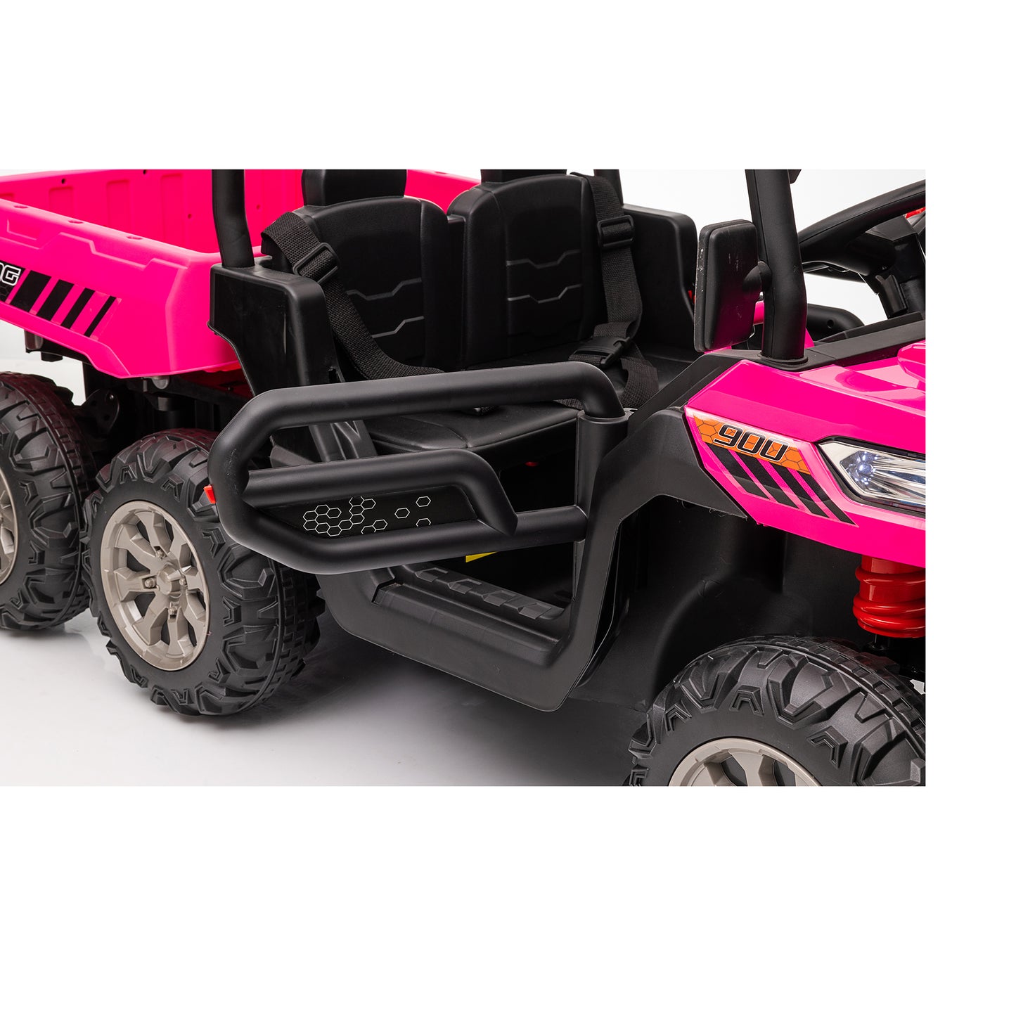 24V Kids Ride on Dump Tractor with Remote Control, 2 Seater Ride On Truck Car w/ 4x75W Motor, Electric Powered 6 Wheels w/ Tipping Bucket Trailer, Shovel, Spring Suspension, Bluetooth Music, Red
