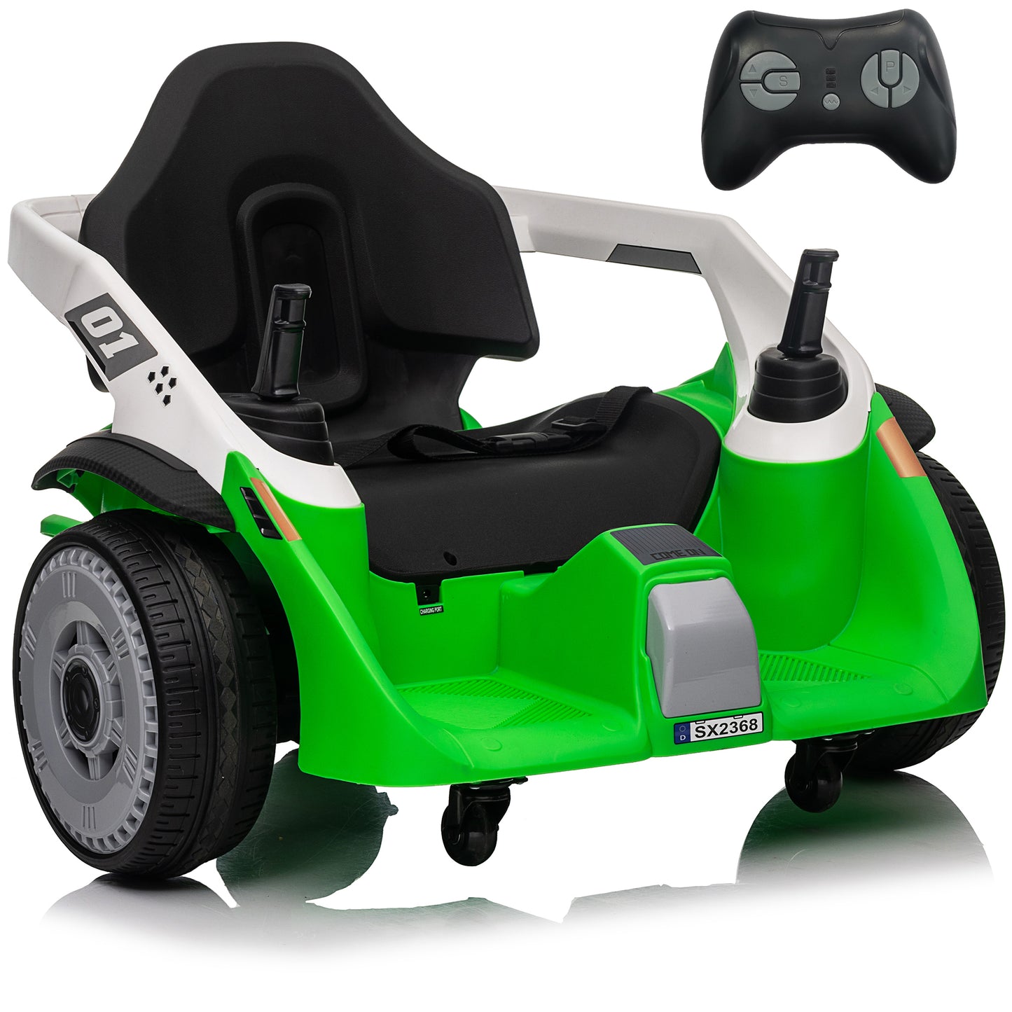 24V Bumper Car with Remote, 2*100W Electric Ride on Toy for Big Kids, 360° Spin, EVA Wheels, Pink, Red, Blue, Green
