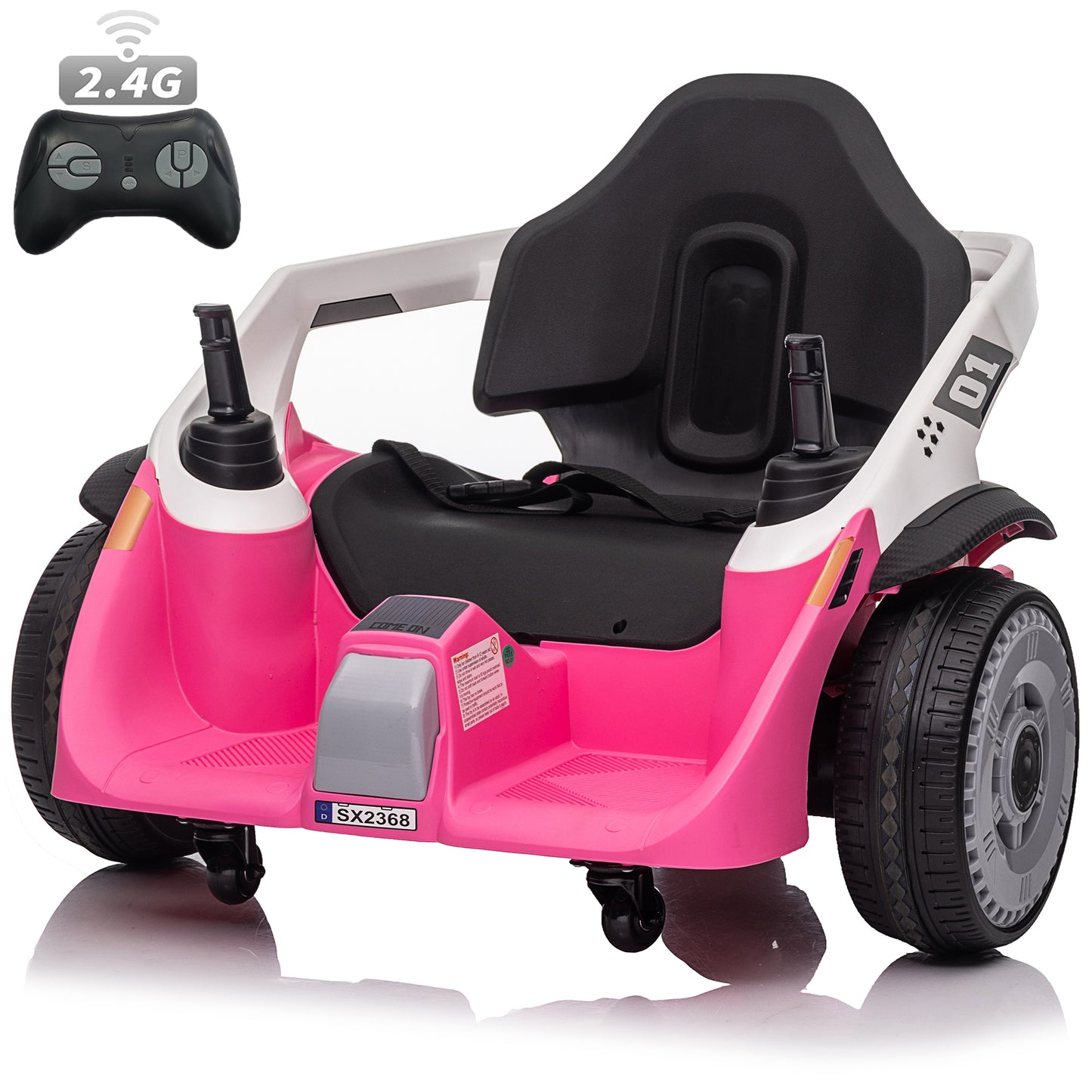 Joyracer 24V Ride on Toy with Remote Control, 2*100W 7AH Battery Powered Ride on Mecha Car for Big Kids Ages 3-10, 3 Speeds, 360°Spin, High/Low Speed, EVA Rubber Tires, Horn/Bluetooth/Music/MP3,Red, Pink, Blue, Green