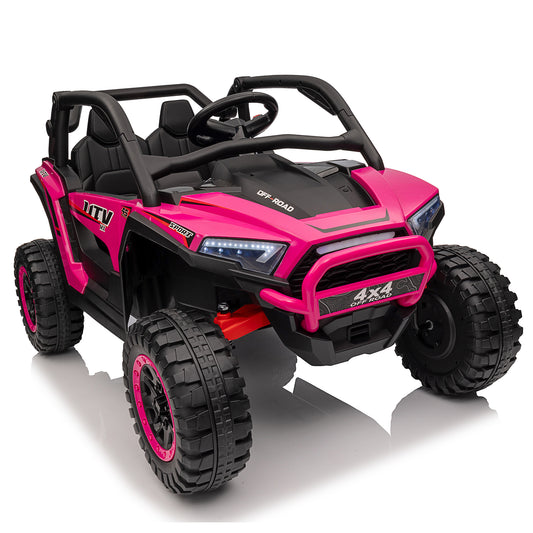 Joyracer 24V Kids Ride on Car Truck, 4WD Electric Off-Road UTV, Remote Control, Storage Space, Music, Pink, Black, Green, Red -639