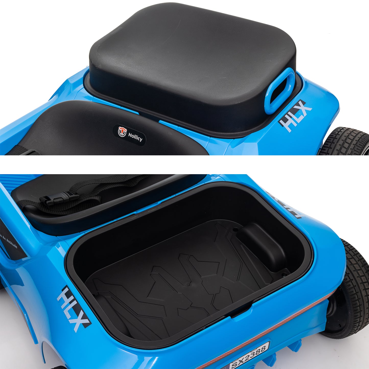 Kids 2 Seater 24V Ride on Toys with Remote Control, 2x200W Parent-Child Car, 10AH Battery Powered Ride on Drift Car, 3-Speed Family Car w/ EVA Wheels, Bluetooth Music, Horn, MP3, Age 2+, Blue-2388