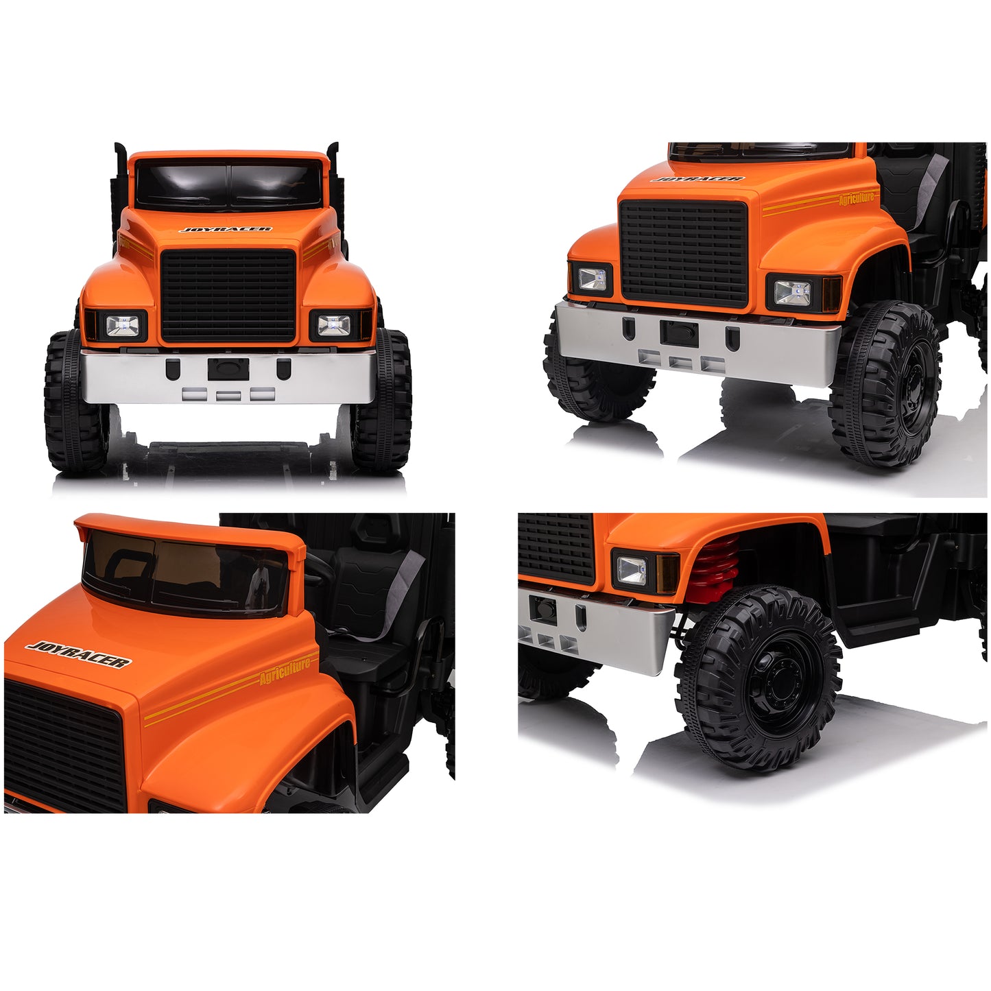 24V 2 Seater Kids Ride on Dump Truck Car, Electric Powered Ride on Toy Tractor with Trailer Remote Control