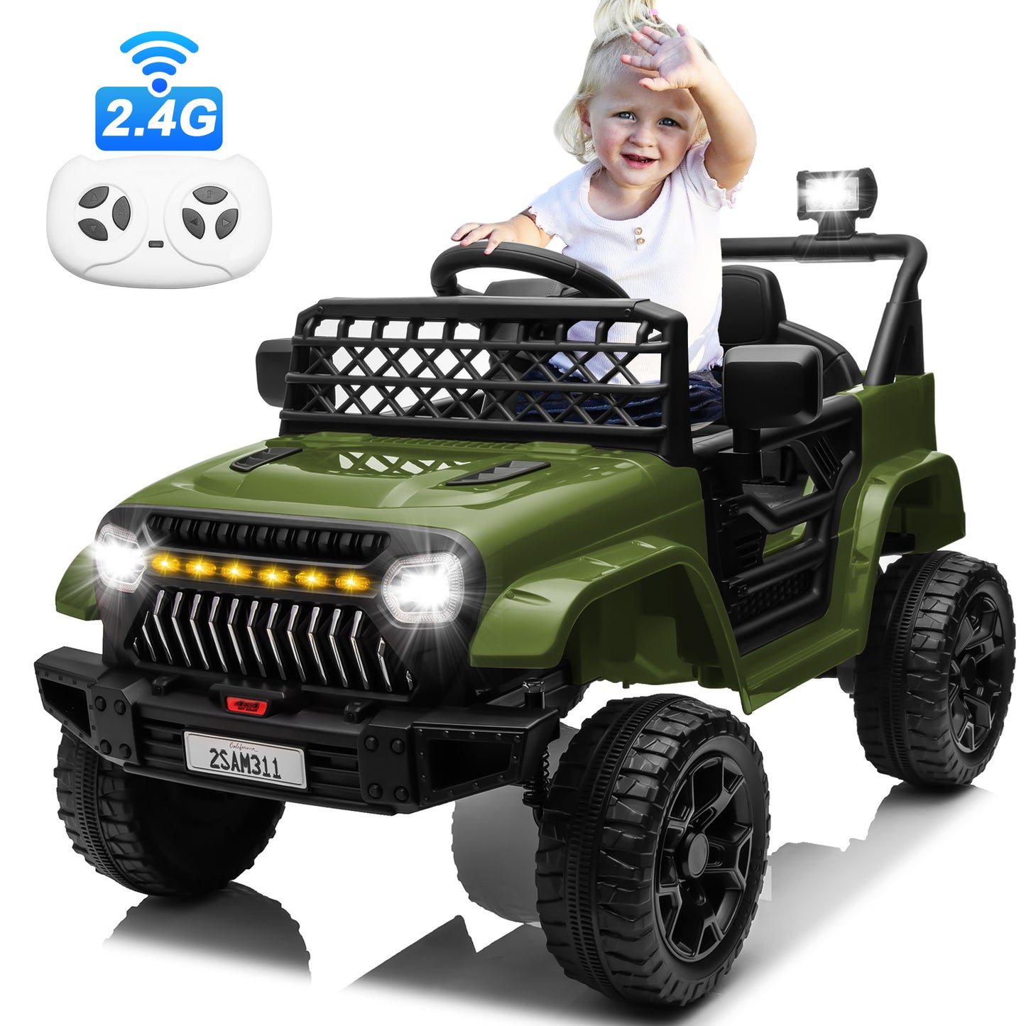 12V Ride on Toys with Remote Control, Kids Battery Car Electric Powered Ride on Car w/ 3-Speed, 4-Wheel Suspension, Music, Bluetooth, MP3, LED Lights, Large Wheels, Black
