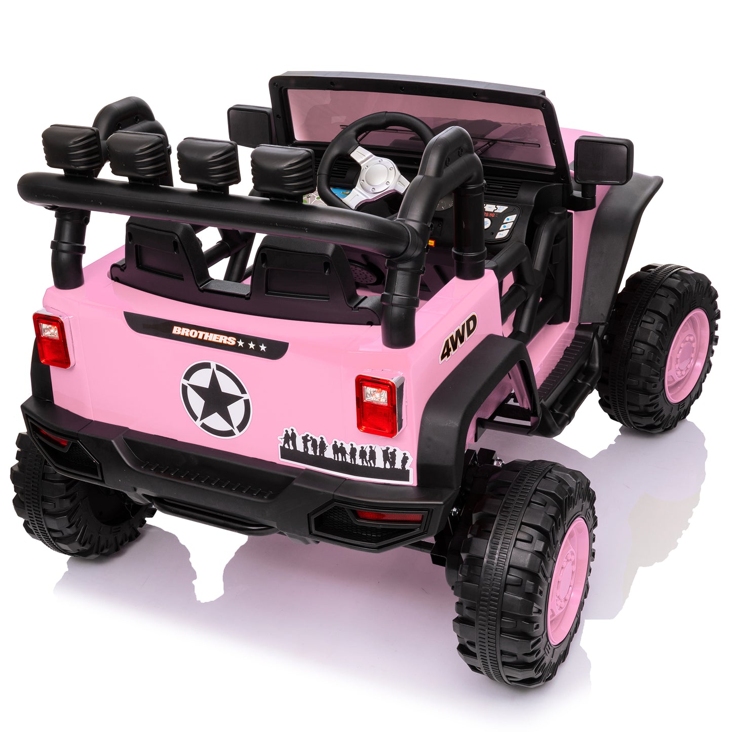 24V Kids Ride on Truck, 4WD 2 Seater Powered Ride on Toy Car with Remote, 200W*4 Motor, Pink--JC555