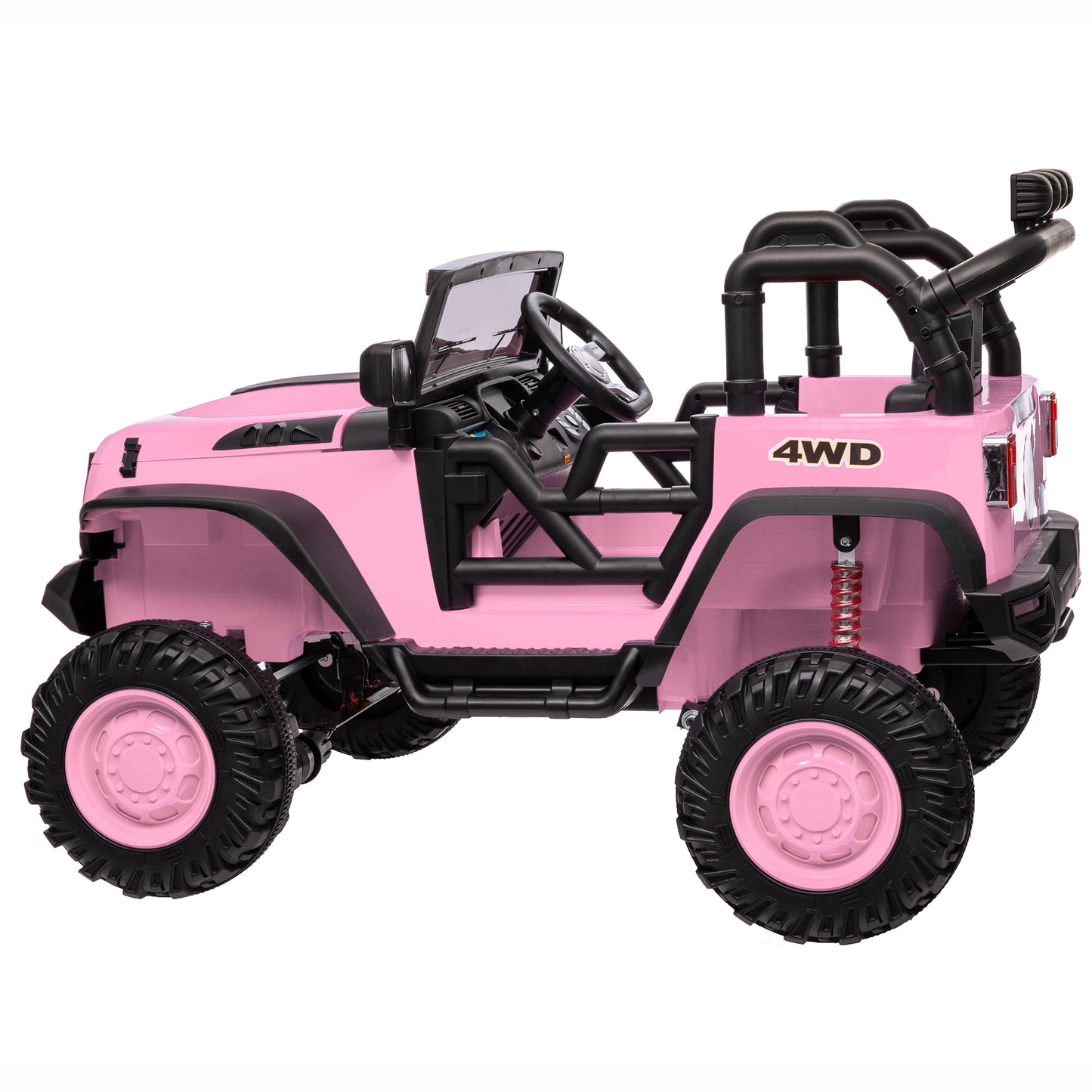 24V Kids Ride on Truck, 4WD 2 Seater Powered Ride on Toy Car with Remote, 200W*4 Motor, Pink--JC555