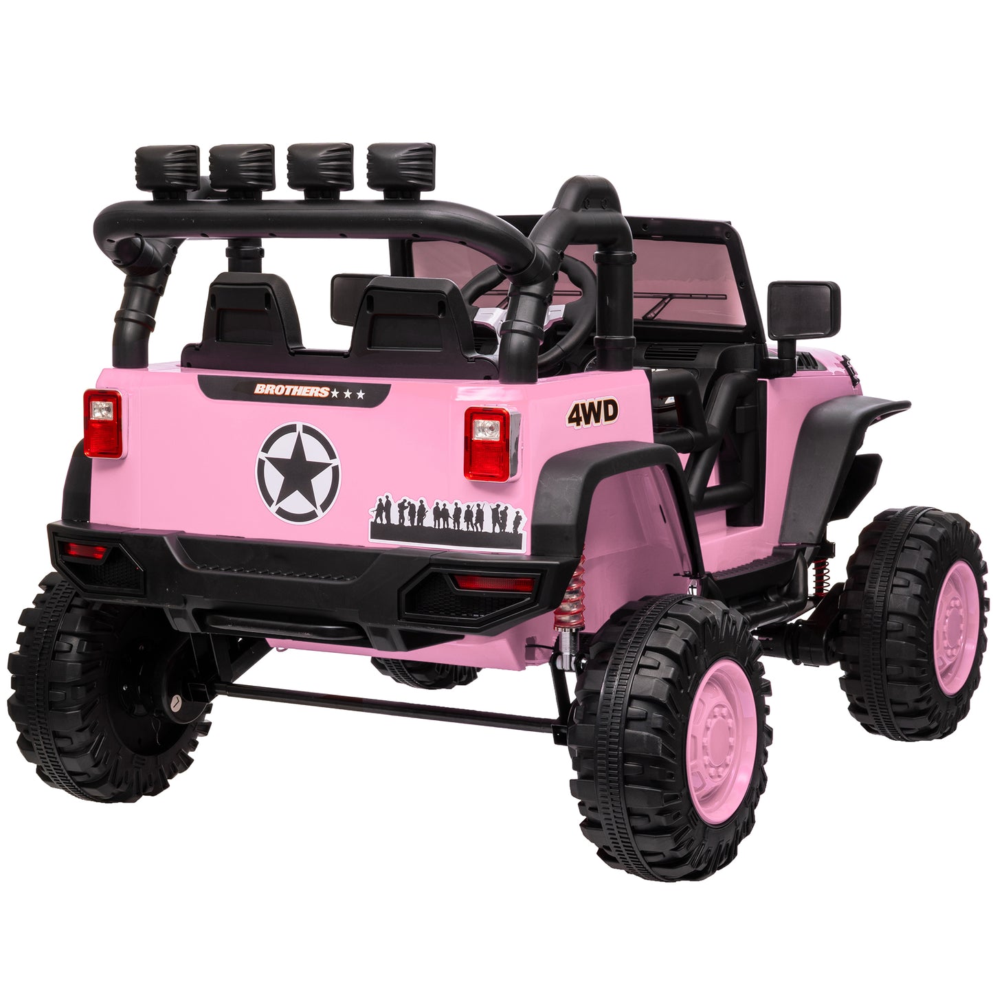 24V Kids Ride on Truck, 4WD 2 Seater Powered Ride on Toy Car with Remote, 200W*4 Motor, Pink--JC555