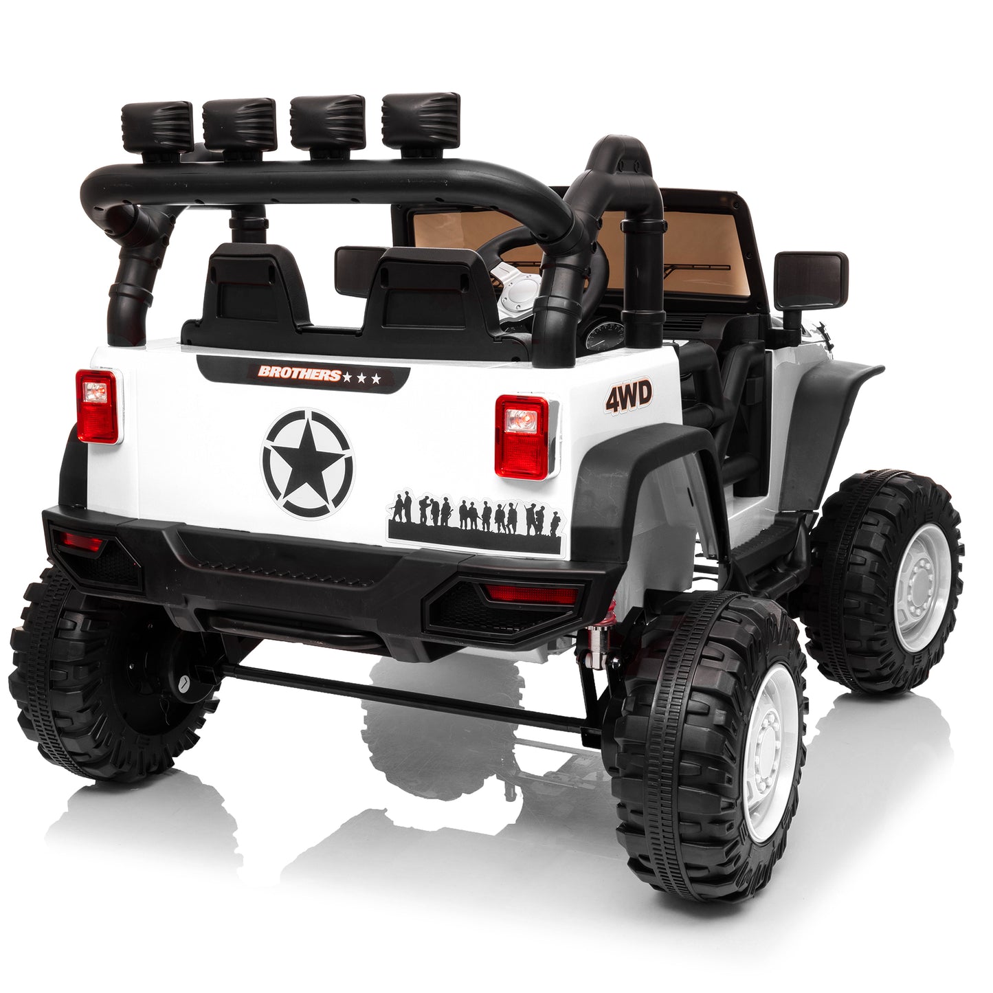 4x4 24V Ride on Car Truck w/ 2 Seater & Remote Control, 4*200W Motor 9AH Battery Powered Electric Ride on Toys Car, 3 Speeds, Wheels,Spring Suspension, Bluetooth Music for Big Kids,White