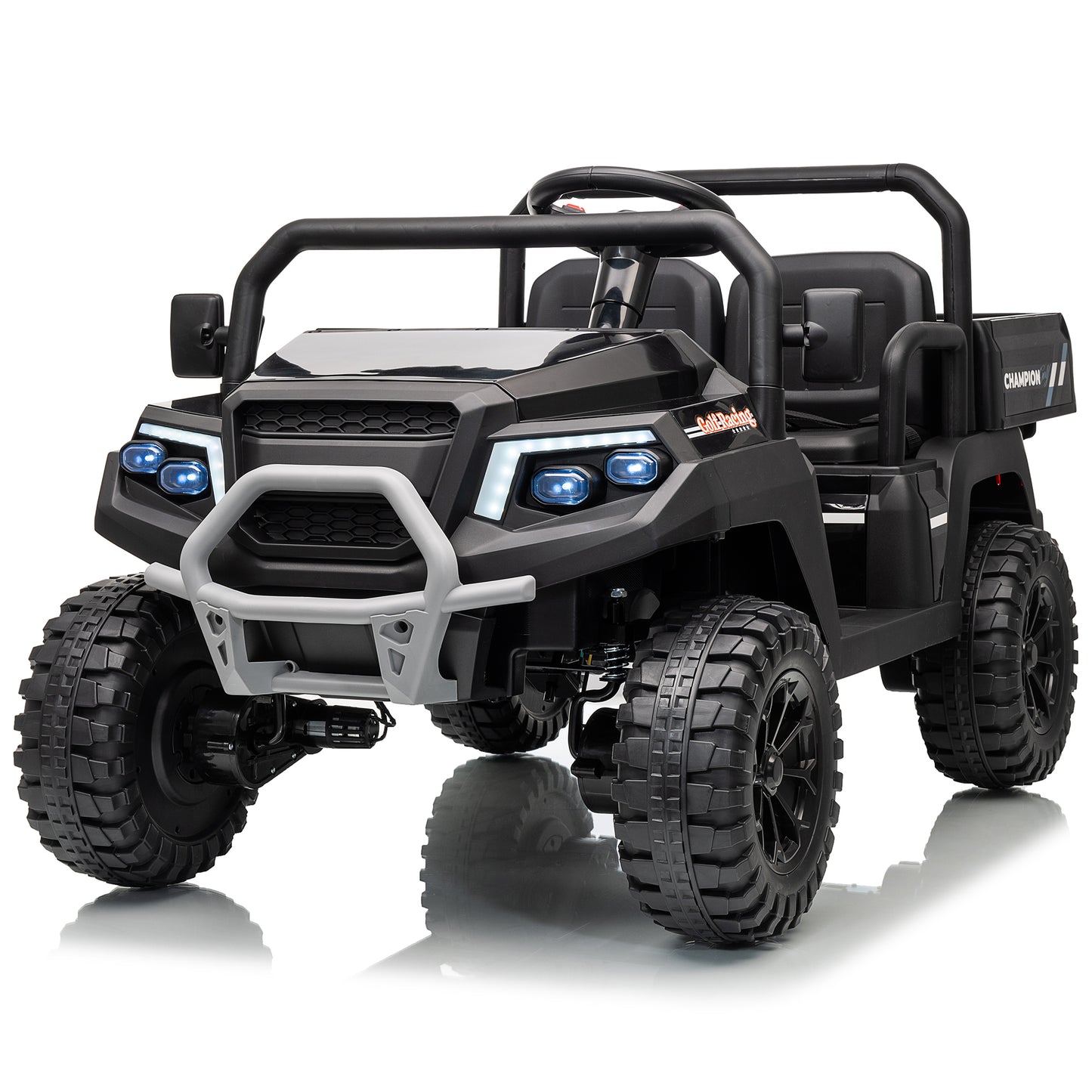 Joyracer 24V Ride on Toys 4WD 2 Seater Ride on Car Truck with Remote Control, Electric Car for Kids w/ Dump Bed/ Shovel, 4-Wheeler Spring Suspension, Music,Pink,Green,Black,Red-650D