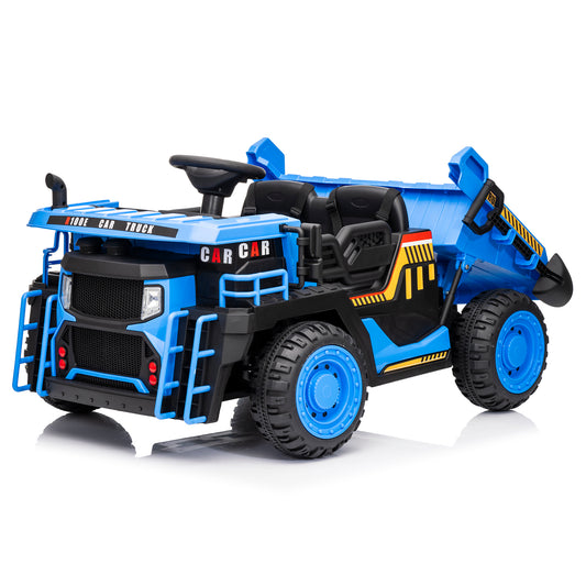 Joyracer 2 Seater 24V Ride on Dump Truck w/ Remote Control, 2x200W Ride on Truck Car, Electric Battery Powered Ride on Toys w/ Dump Bed, 3 Speeds, Shovel, Bluetooth/Music, Big Kids, Yellow,blue,green, orange-305