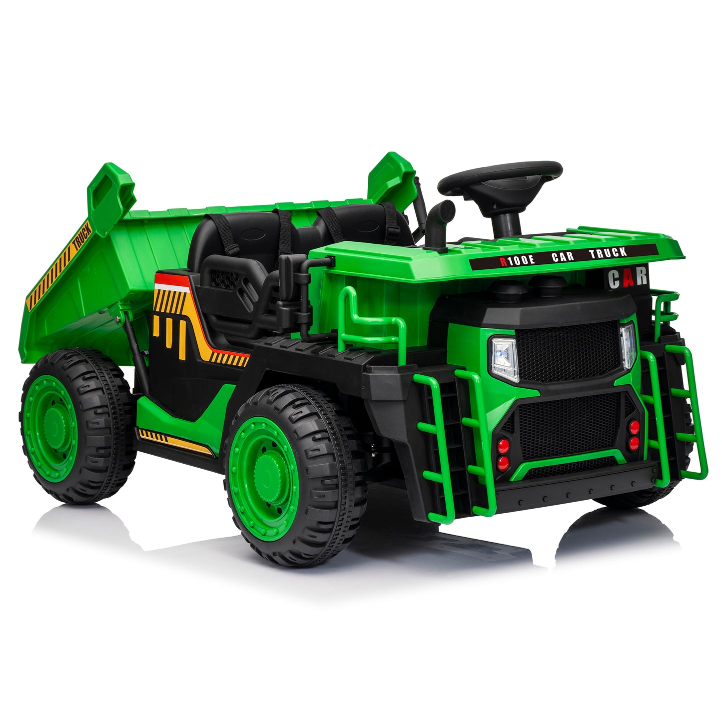 24V Ride on Toys 2 Seater Ride on Dump Truck w/ Remote Control, 2x200W Ride on Truck Car w/ Dump Bed, 3 Speeds, Shovel, Bluetooth/Music, Big Kids, Blue,orange,green,yellow-305fu1