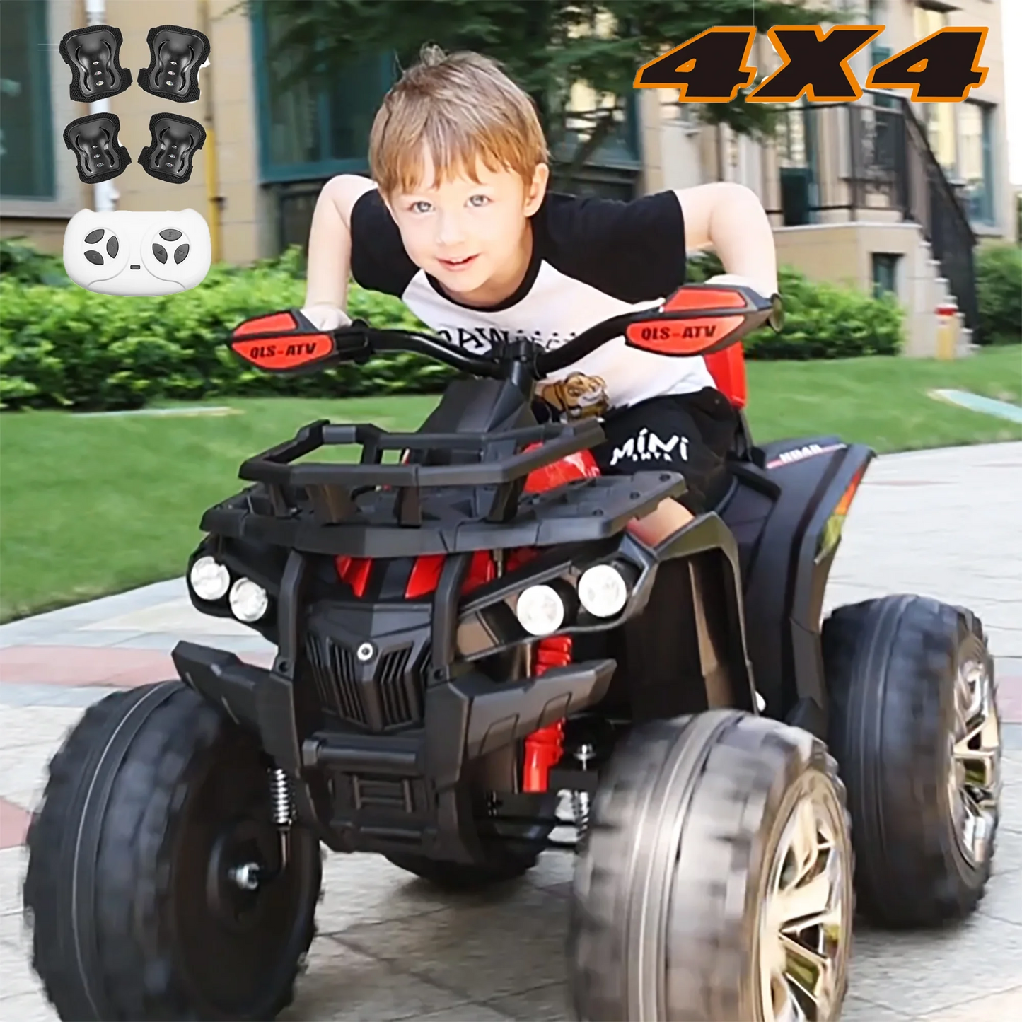 Joyracer 24 Volt Ride on Toys with Romote Control, 800W Kids ATV Four-Wheeler Quad Car w/ Knee Pads, 2 Seater Off-Road Ride on ATV for Big Kids