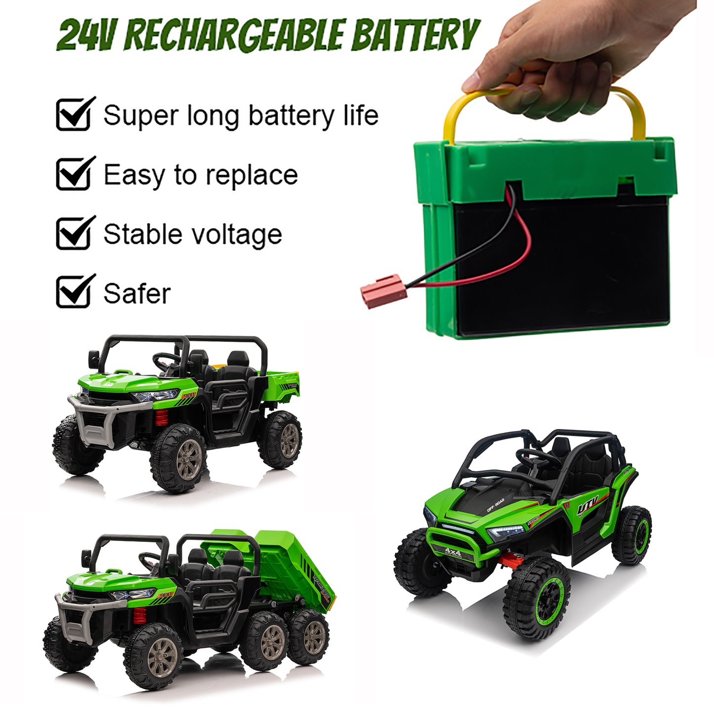 24V 7Ah Replacement Battery for 24 Volt Ride on Dump Truck Car, Kids UTV Car (Original Battery)