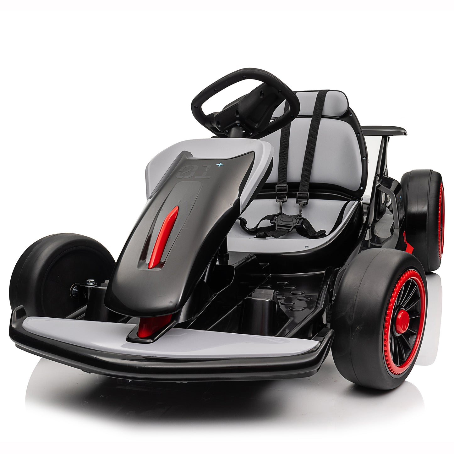 Joyracer 24V Go Kart for Kids, 7A Battery Powered Ride on Car for Teens Ages 6+, Outdoor Ride on Toys, High-Low Speed 5-9MPH, Accelerator/Brake Pedal, 360°Drifting, Wear-Resistant Wheels, Black
