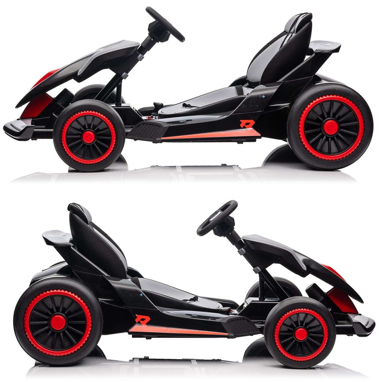 Joyracer 24V Go Kart for Kids, 7A Battery Powered Ride on Car for Teens Ages 6+, Outdoor Ride on Toys, High-Low Speed 5-9MPH, Accelerator/Brake Pedal, 360°Drifting, Wear-Resistant Wheels, Black