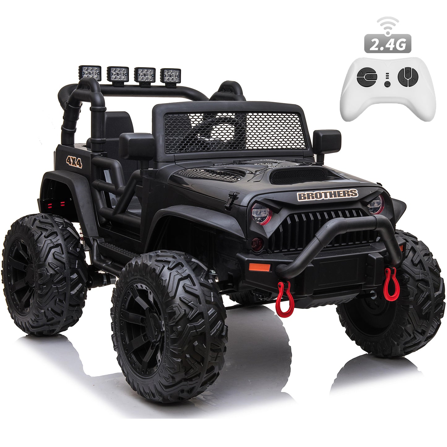 Joyracer 2WD 24V Kids Ride On Truck Car with Remote Control & 2 Seater, 2* 200W Motor,9 AH Battery Powered Toy Car with Spring Suspension, 3 Speeds,LED Lights,Bluetooth Music for Girl Boy Black