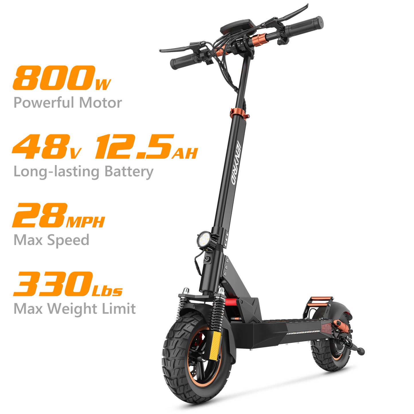 iENYRID S+ 800W Adults Electric Scooter with Removable Seat, 10" Off-road Pneumatic Tires, 3 Speeds 28 MPH Max, Folding Electric Scooter 330lbs Weight Limit Black