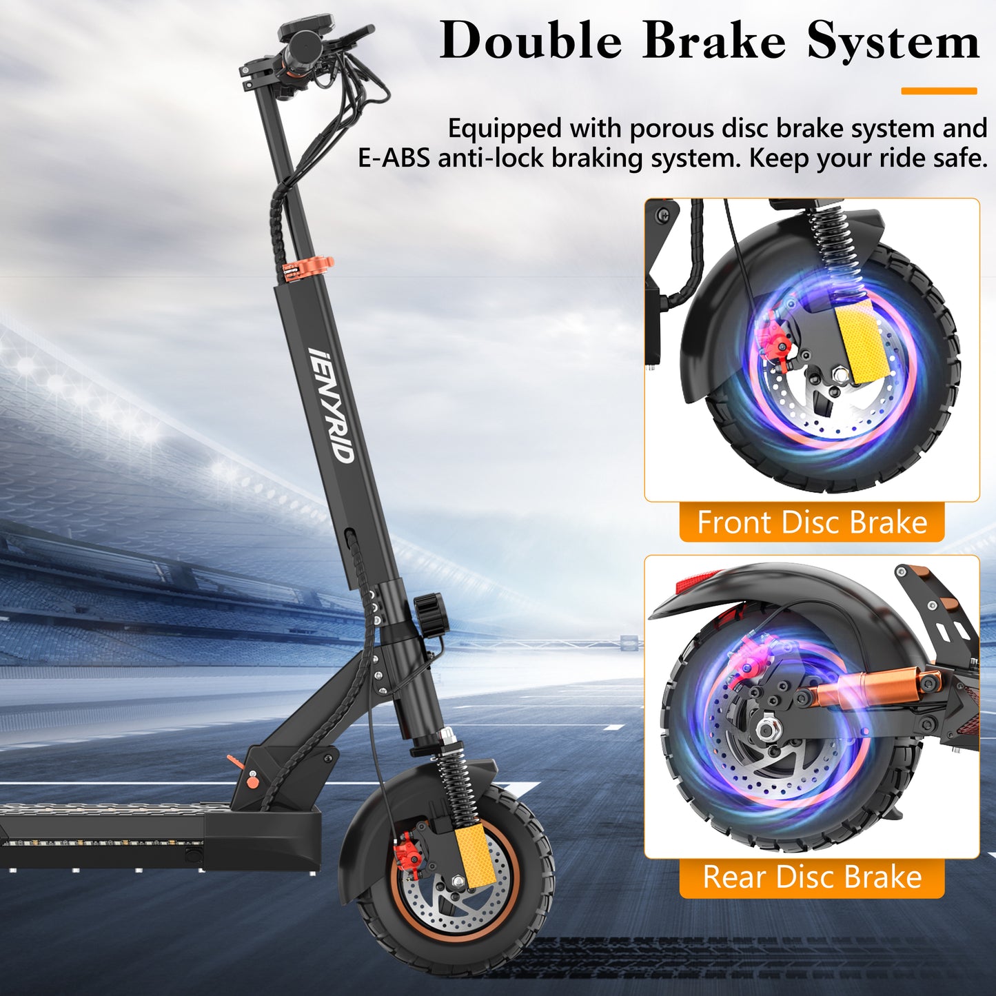 iENYRID S+ 800W Adults Electric Scooter with Removable Seat, 10" Off-road Pneumatic Tires, 3 Speeds 28 MPH Max, Folding Electric Scooter 330lbs Weight Limit Black