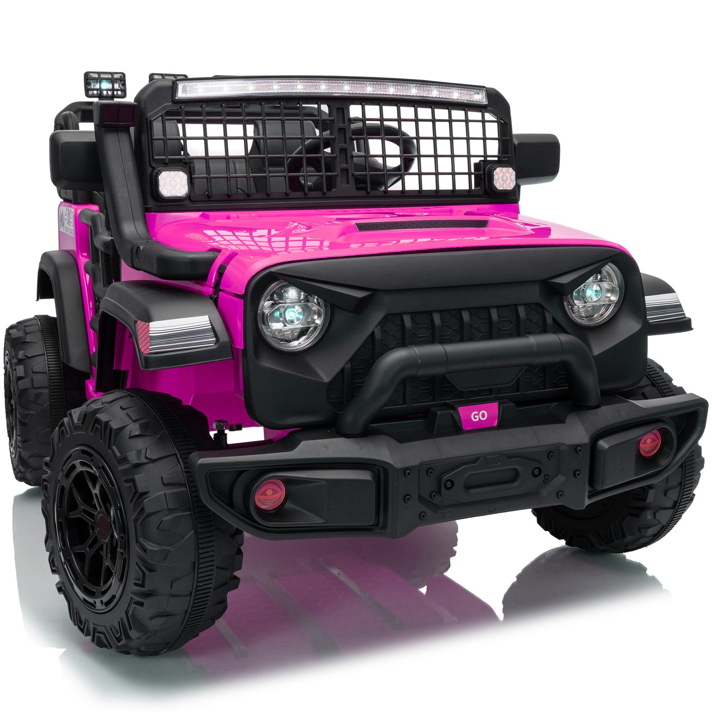 4WD 24 Volt Ride on Toys, Joyracer Electric Truck for Kids, 2 Seater Power Car Wheels with Remote, Bluetooth, LED Lights, Pink