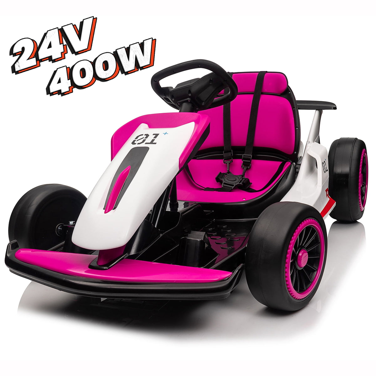 Joyracer 24V Ride on Toys, Kids Electric Go Kart 400W Motor Power Car Wheel for Kids, Spray, 6-9MPH, Gravity Steering, Outdoor Toys, Bluetooth/Music, Age 6+, 88