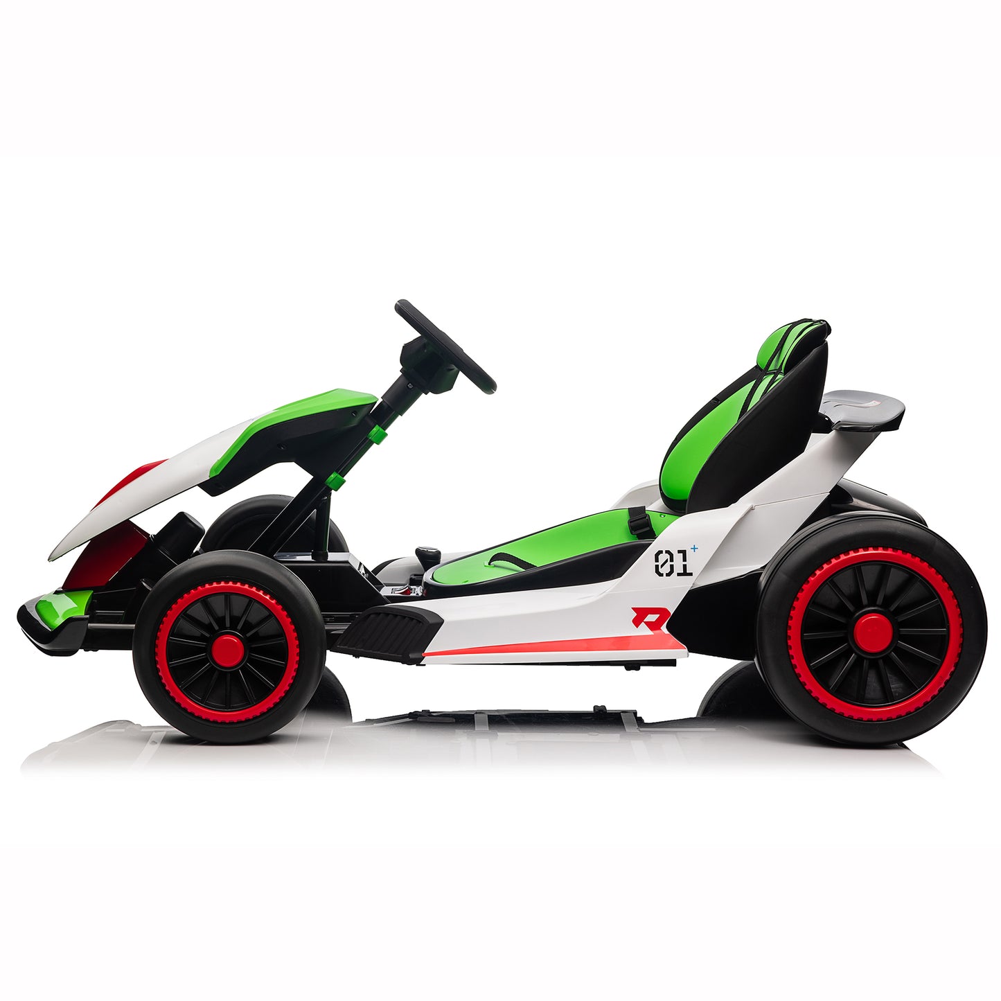 Joyracer 24V Go Kart for Kids, 7A Battery Powered Ride on Car for Teens Ages 6+, Outdoor Ride on Toys, High-Low Speed 5-9MPH, Accelerator/Brake Pedal, 360°Drifting, Wear-Resistant Wheels, Green