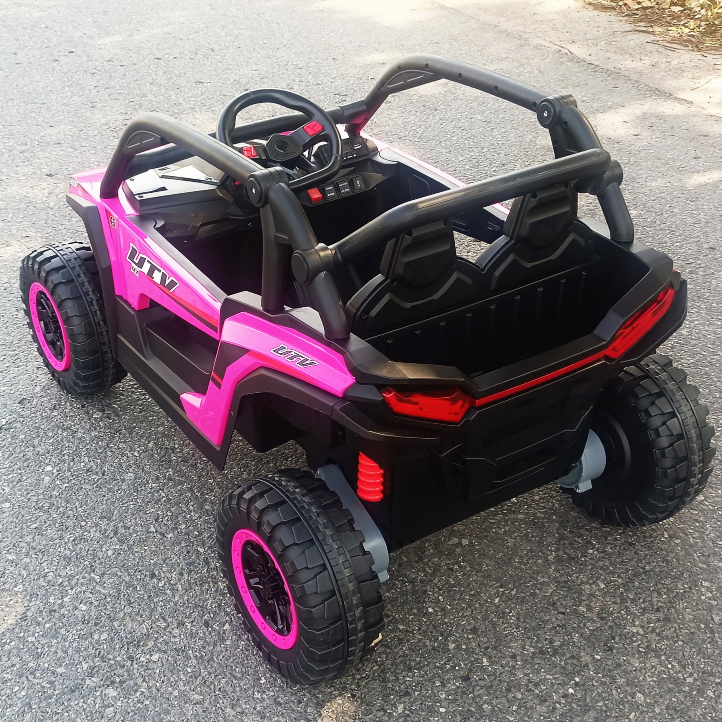 Joyracer 24V Kids Ride on Car Truck, 4WD Electric Off-Road UTV, Remote Control, Storage Space, Music, Pink, Black, Green, Red -639