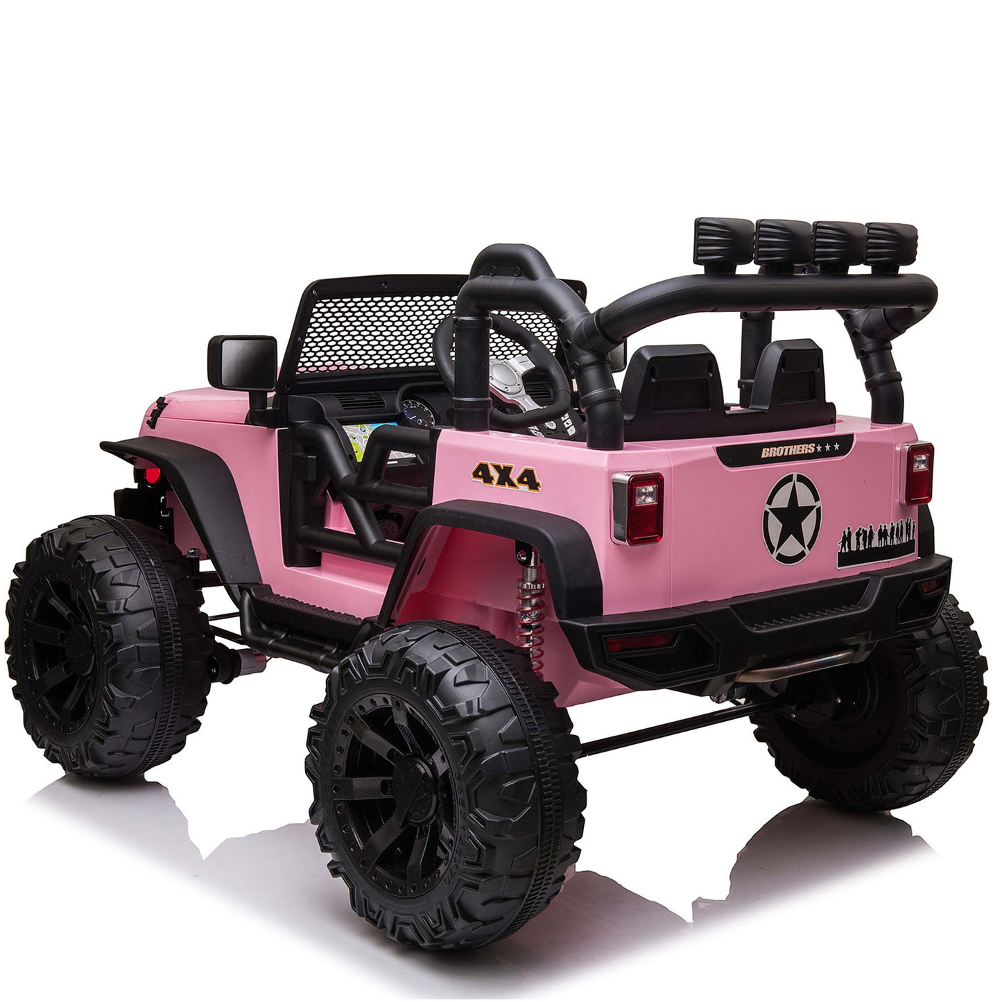 Joyracer 2WD 24V Kids Ride On Truck Car with Remote Control & 2 Seater, 2* 200W Motor, 9 AH Battery Powered Toy Car with Spring Suspension, 3 Speeds,LED Lights,Bluetooth Music for Girl Boy Pink