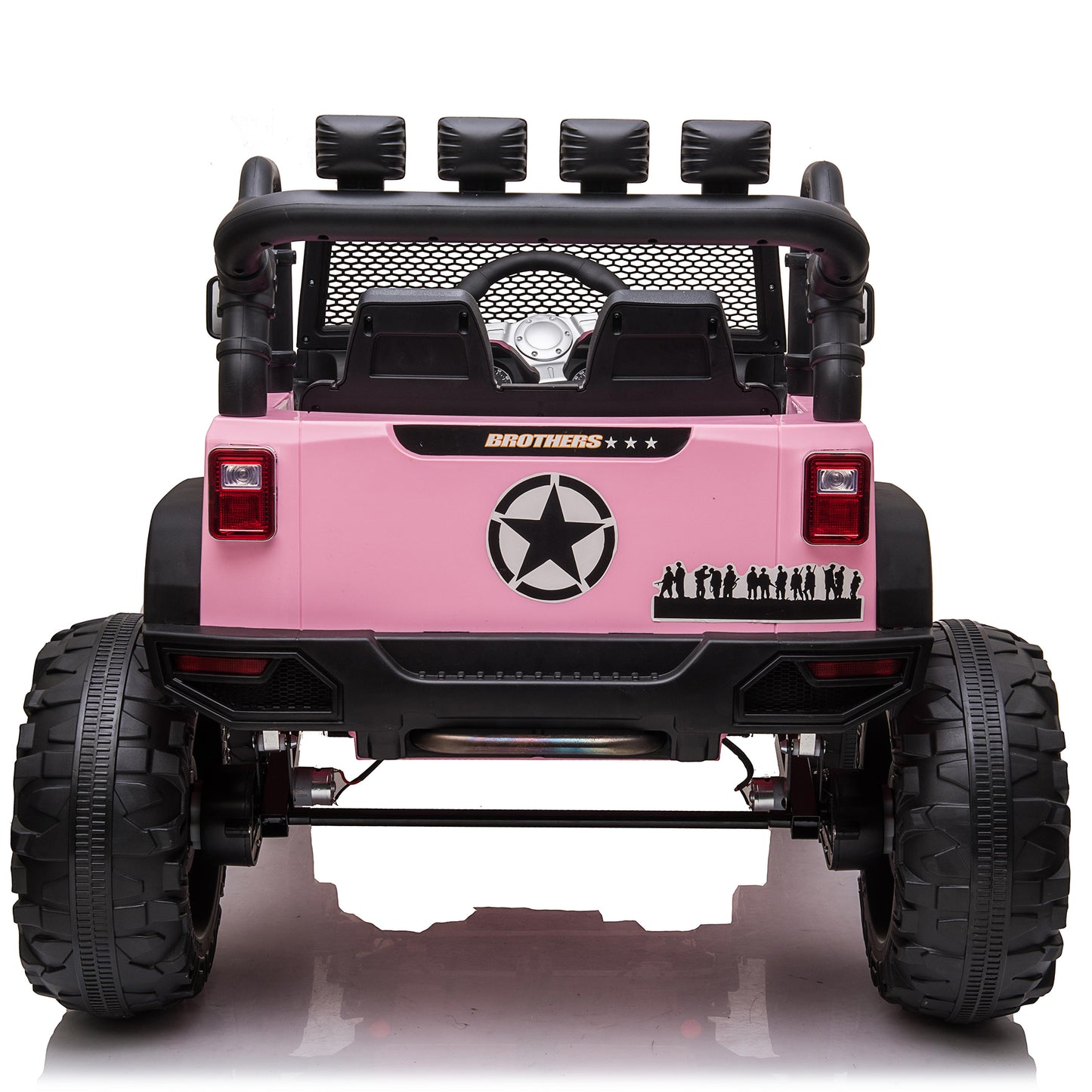 4x4 24V Kids Ride on Truck Car with Remote Control & 2 Seater,800W Motor, 9 AH Battery Powered Toys Car with Spring Suspension, Wheels, 3 Speeds,LED Lights, Bluetooth Music for Girl Boy, Pink