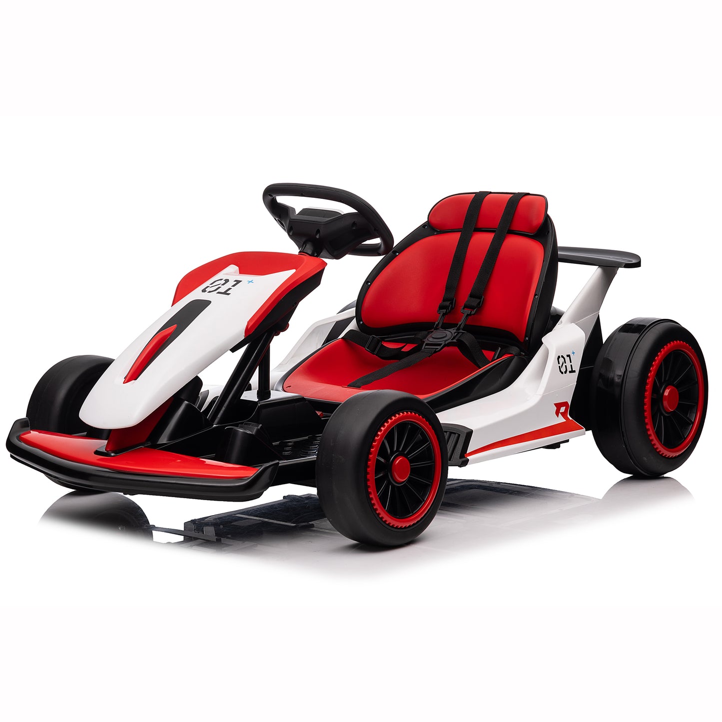 Joyracer 24V Go Kart for Kids, 7A Battery Powered Ride on Car for Teens Ages 6+, Outdoor Ride on Toys, High-Low Speed 5-9MPH, Accelerator/Brake Pedal, 360°Drifting, Wear-Resistant Wheels, Red