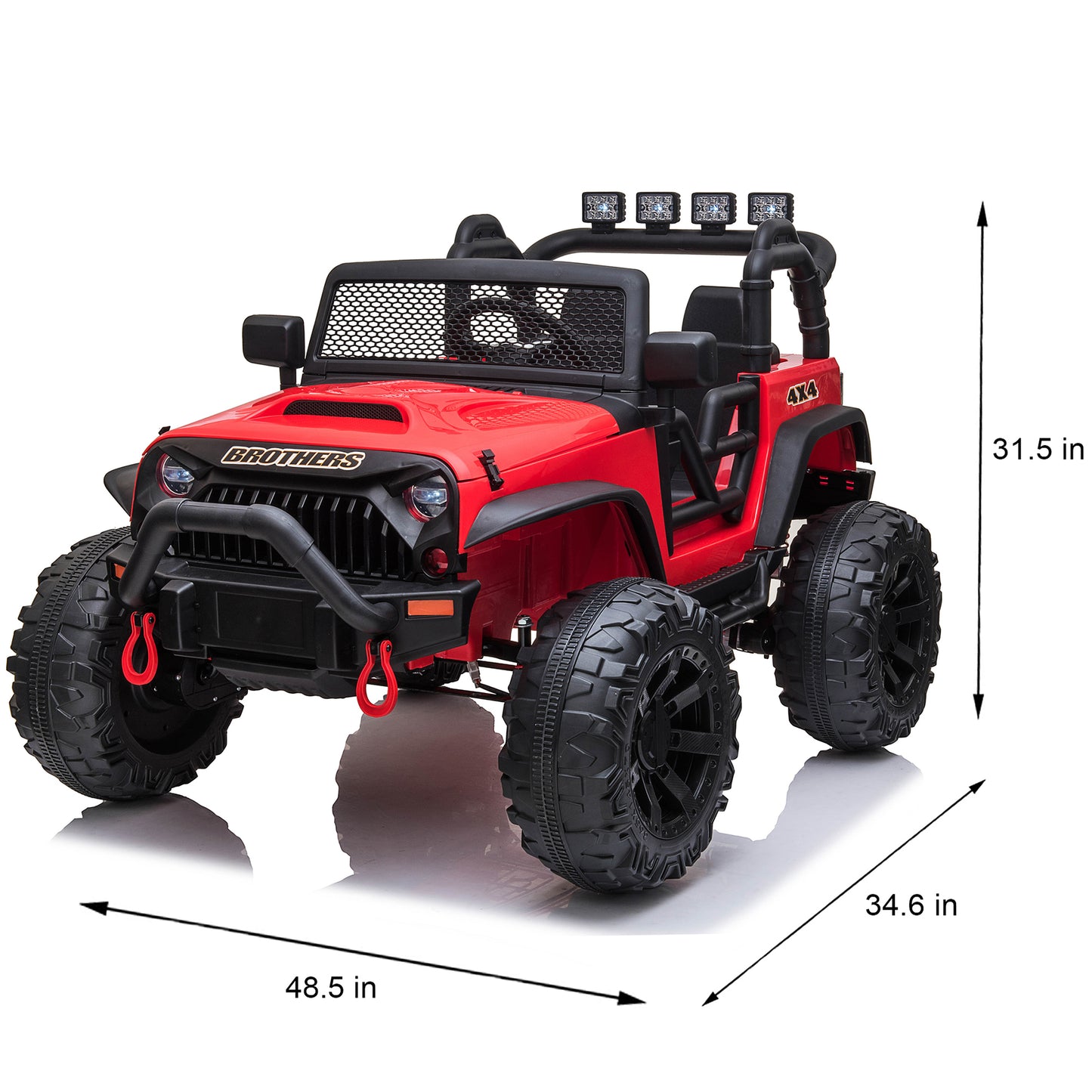4x4 24V Kids Ride on Truck Car with Remote Control & 2 Seater, 800W Motor, 9 AH Battery Powered Toy Car with Spring Suspension,Wheels, 3 Speeds,LED Lights, Bluetooth Music for Girl Boy Red