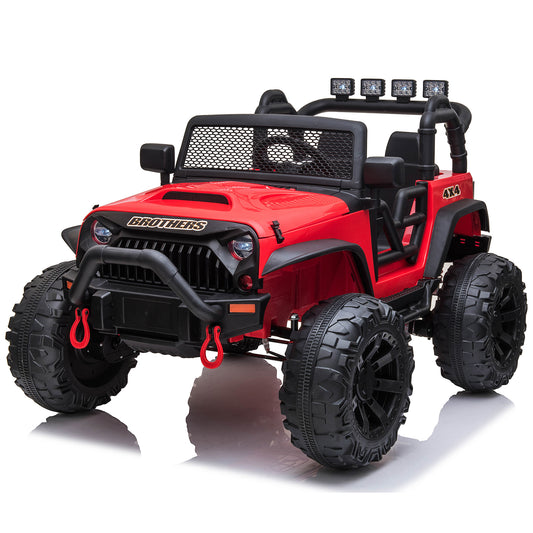 Joyracer 4x4 24V Kids Ride on Truck Car with Remote Control & 2 Seater, 400W Motor, 9 AH Battery Powered Toy Car with Spring Suspension,3 Speeds,LED Lights, Bluetooth Music for Girl Boy Red