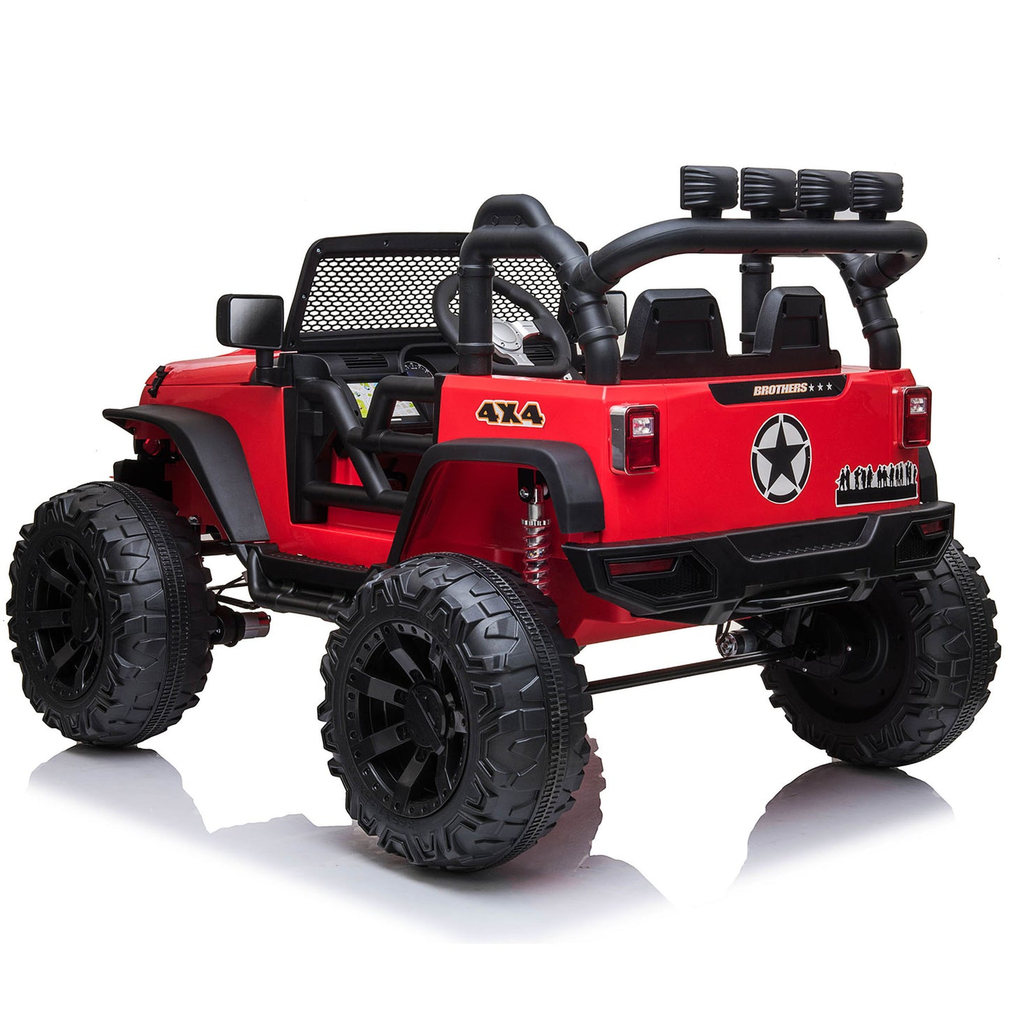 4x4 24V Kids Ride on Truck Car with Remote Control & 2 Seater, 800W Motor, 9 AH Battery Powered Toy Car with Spring Suspension,Wheels, 3 Speeds,LED Lights, Bluetooth Music for Girl Boy Red