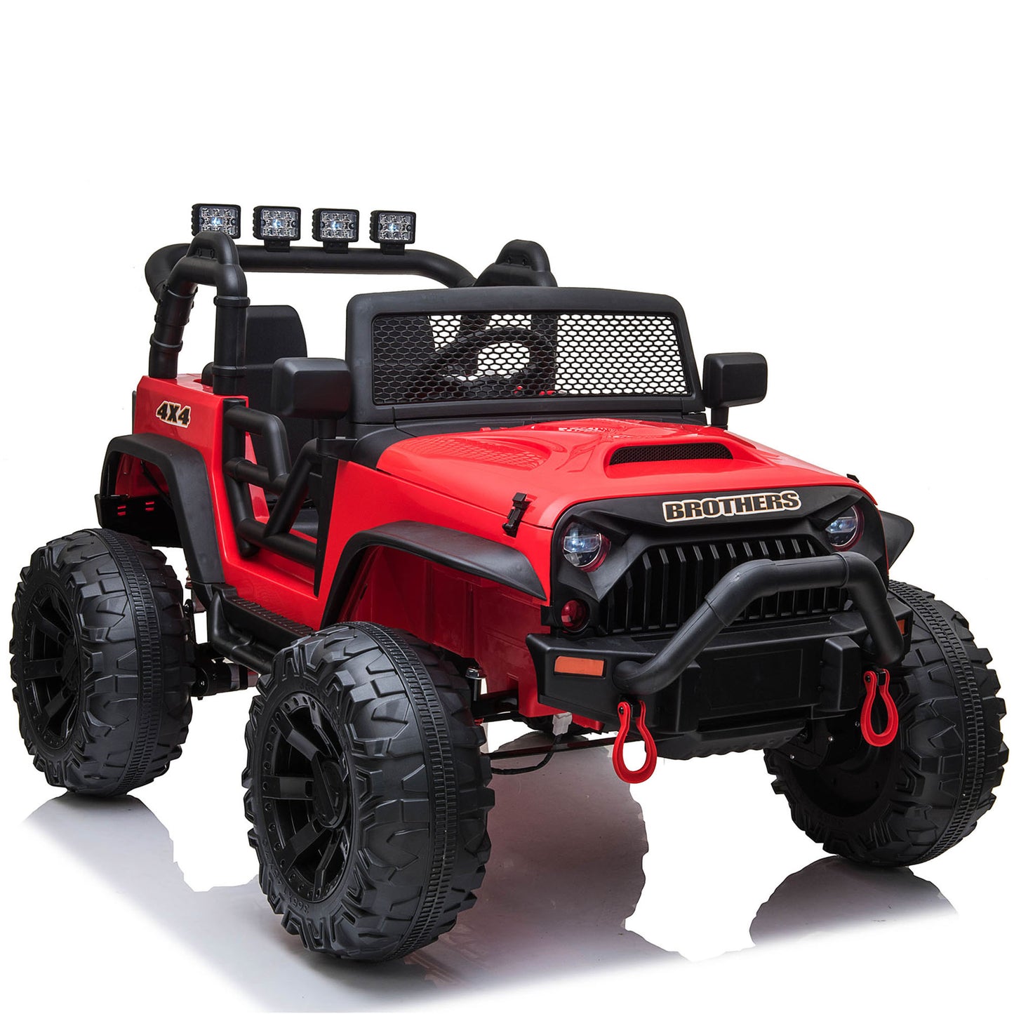 Joyracer 4x4 24V Kids Ride on Truck Car with Remote Control & 2 Seater, 400W Motor, 9 AH Battery Powered Toy Car with Spring Suspension,3 Speeds,LED Lights, Bluetooth Music for Girl Boy Red