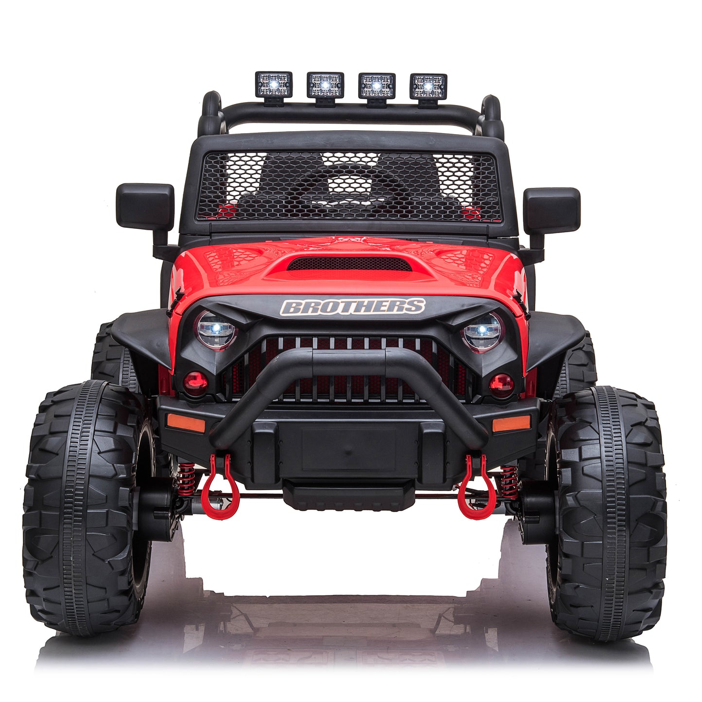 Joyracer 4x4 24V Kids Ride on Truck Car with Remote Control & 2 Seater, 400W Motor, 9 AH Battery Powered Toy Car with Spring Suspension,3 Speeds,LED Lights, Bluetooth Music for Girl Boy Red