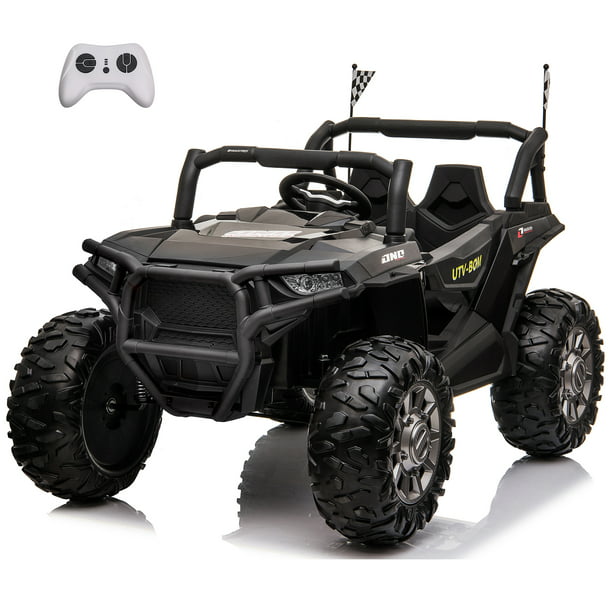 24V Electric UTV Kids Ride on Car w/ 2 Seater Remote Control, 400W Motor, 7AH Battery Powered 4 Wheeler Toy Vehicle, Spring Suspension, 3 Speeds, MP3, Bluetooth for Boys Girls Black