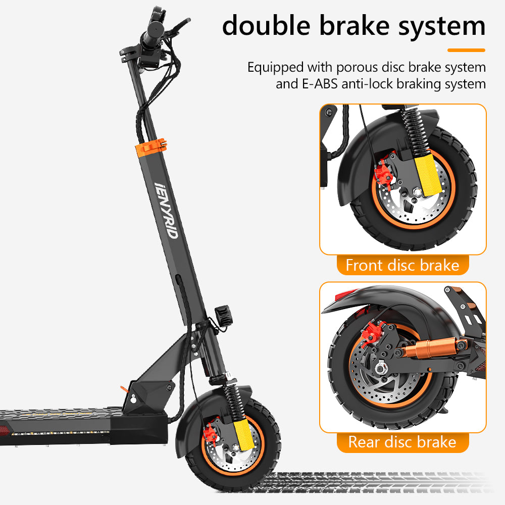 iENYRID Pro 800W Adults Electric Scooter with Removable Seat, 10" Off-road Pneumatic Tires, 3 Speeds 30 MPH Max, 25 Miles Range Folding Electric Scooter 350lbs Weight Limit Black