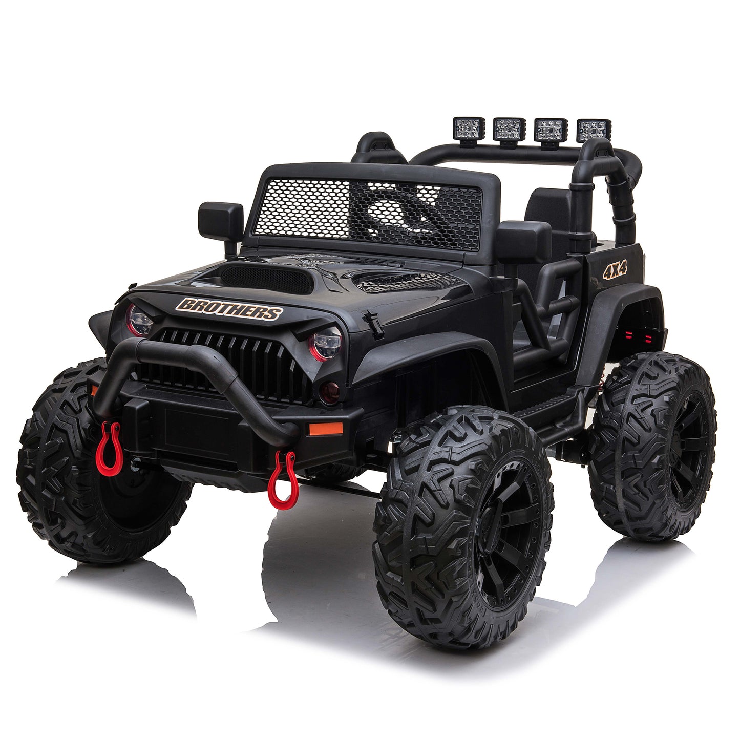 24V Kids Ride On Truck Car with Parent Remote Control & 2 Seater, 2* 200W Motor,9 AH Battery Powered Toy Car with Spring Suspension, 3 Speeds, LED Lights, Bluetooth for Girl Boy Black